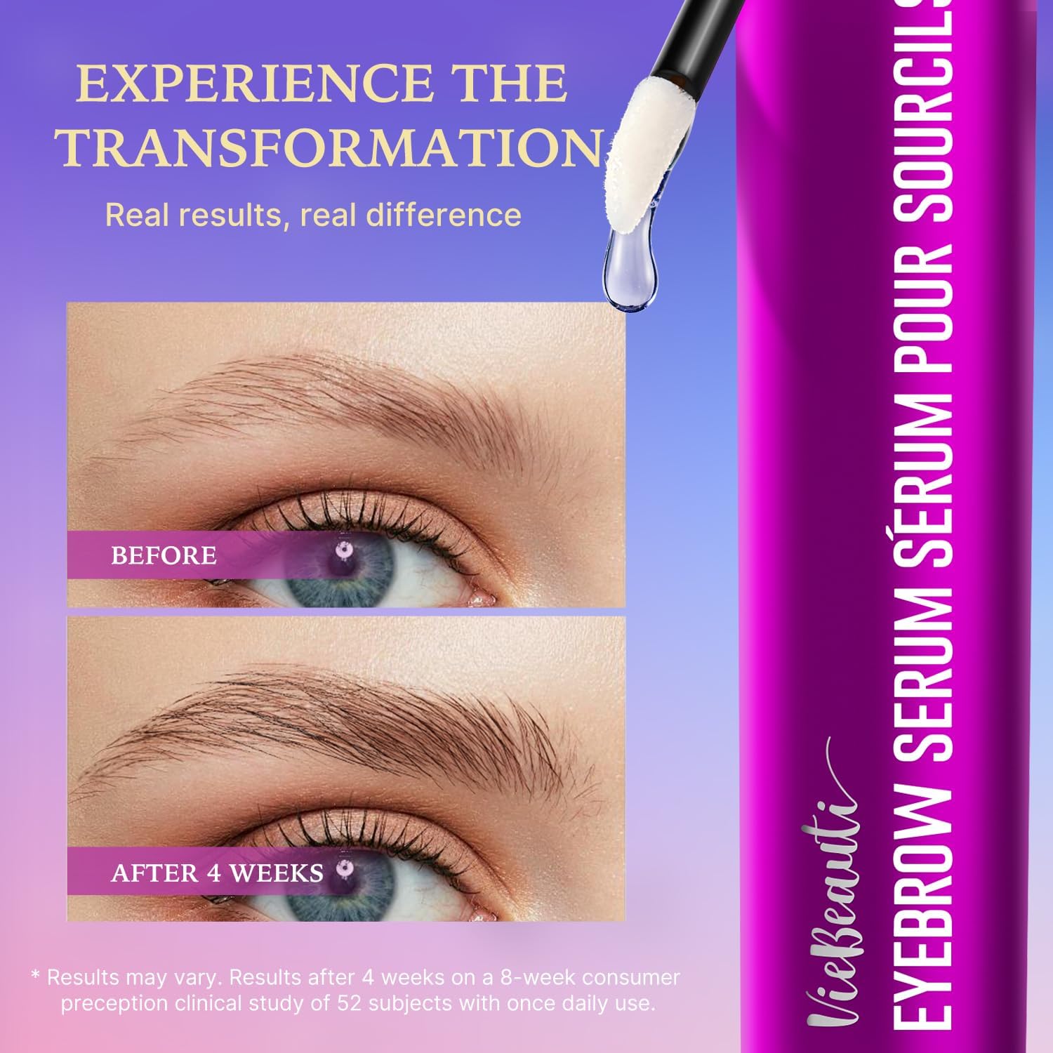 VieBeauti Eyebrow Growth Serum: Eyebrow Serum to Grow Brows with Advanced Formula to Boost Longer Fuller and Thicker Looking Eye