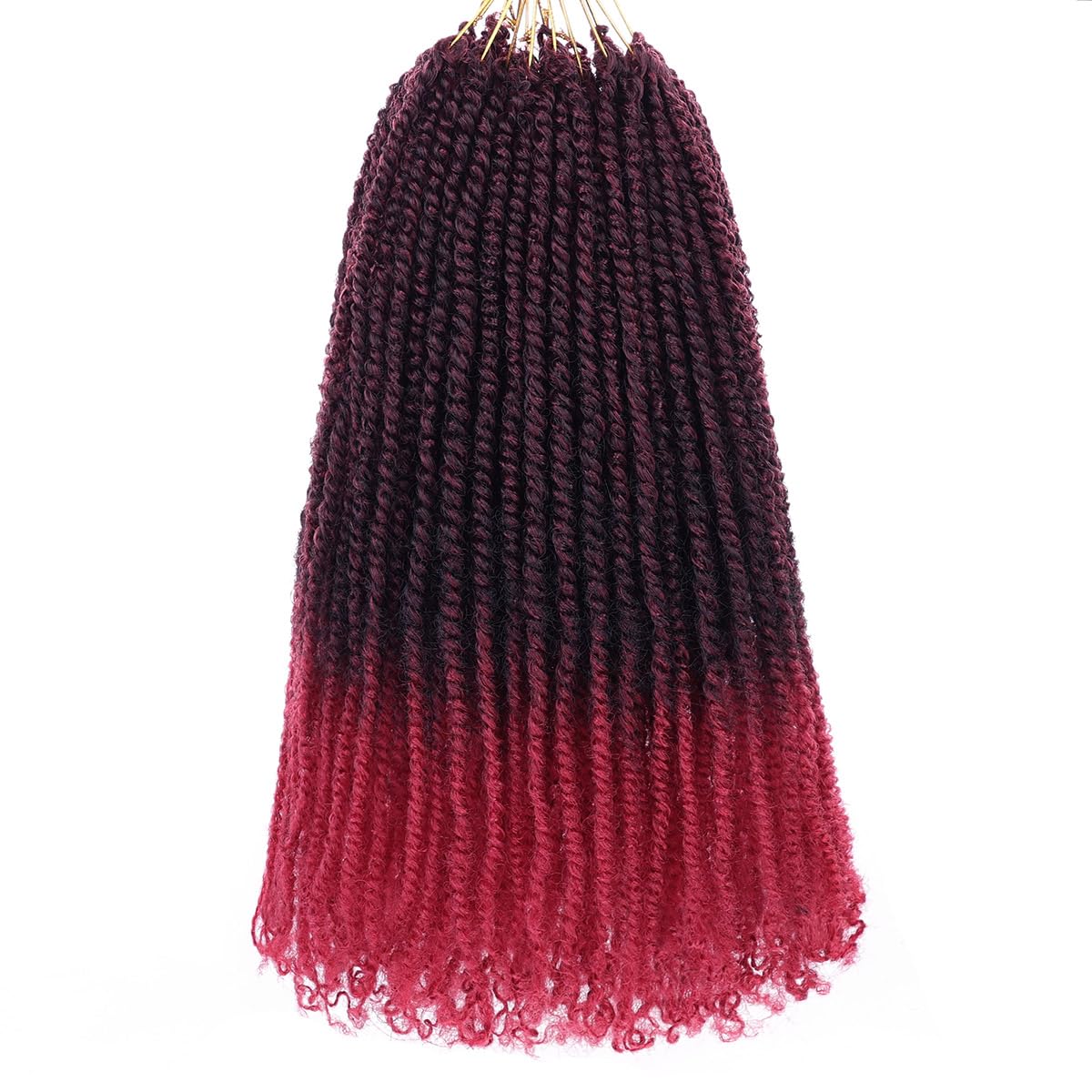 COOKOO 12 Inch Pre-looped Micro Twist Crochet Hair 8 Packs Ombre Red Mini Pre-Twisted Passion Twist Hair Mini Senegalese Twist C