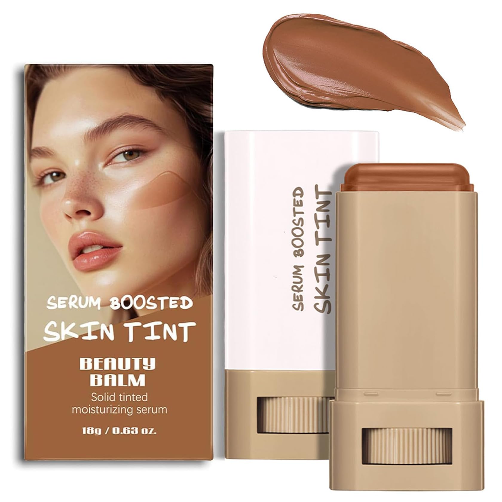 2 Pcs Beauty Balm Serum Boosted Skin Tint, Hydrating Concealer Stick, Lightweight Solid Tinted, Moisturizer Contour Stick Founda