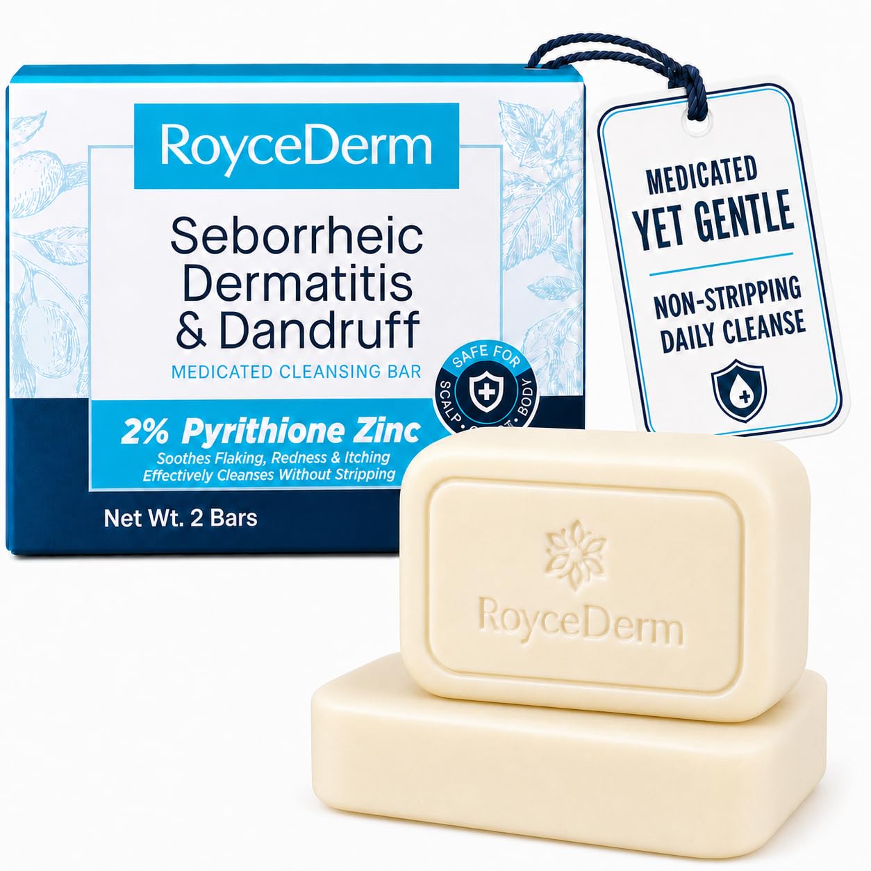 Roycederm 2% Pyrithione Zinc Bar Soap, Dandruff & Seborrheic Dermatitis
