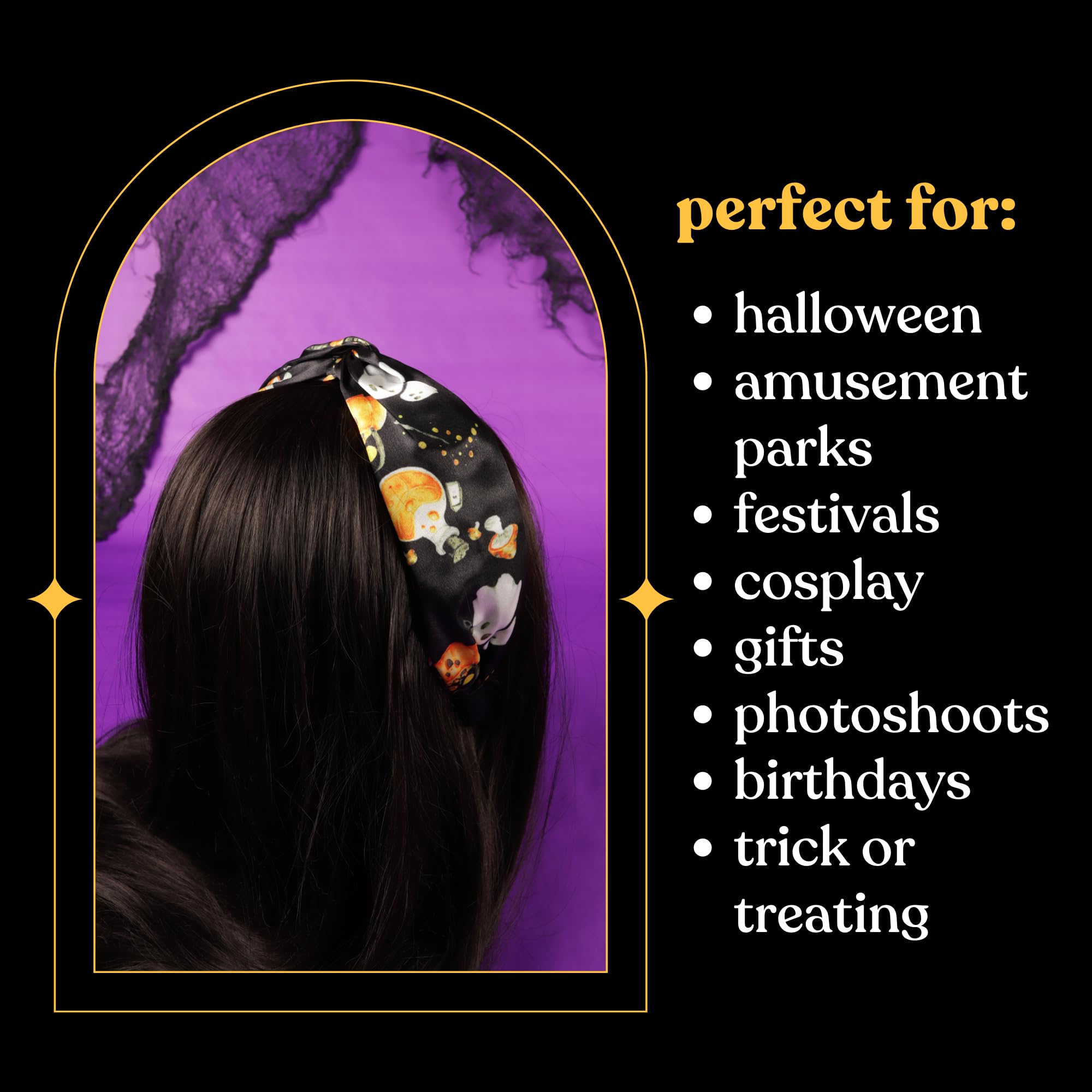 Needzo Halloween 2024 Knotted Headband, Black and Orange Festive Hair Accessory for Parties, Super Soft, 6.5 x 5 Inches