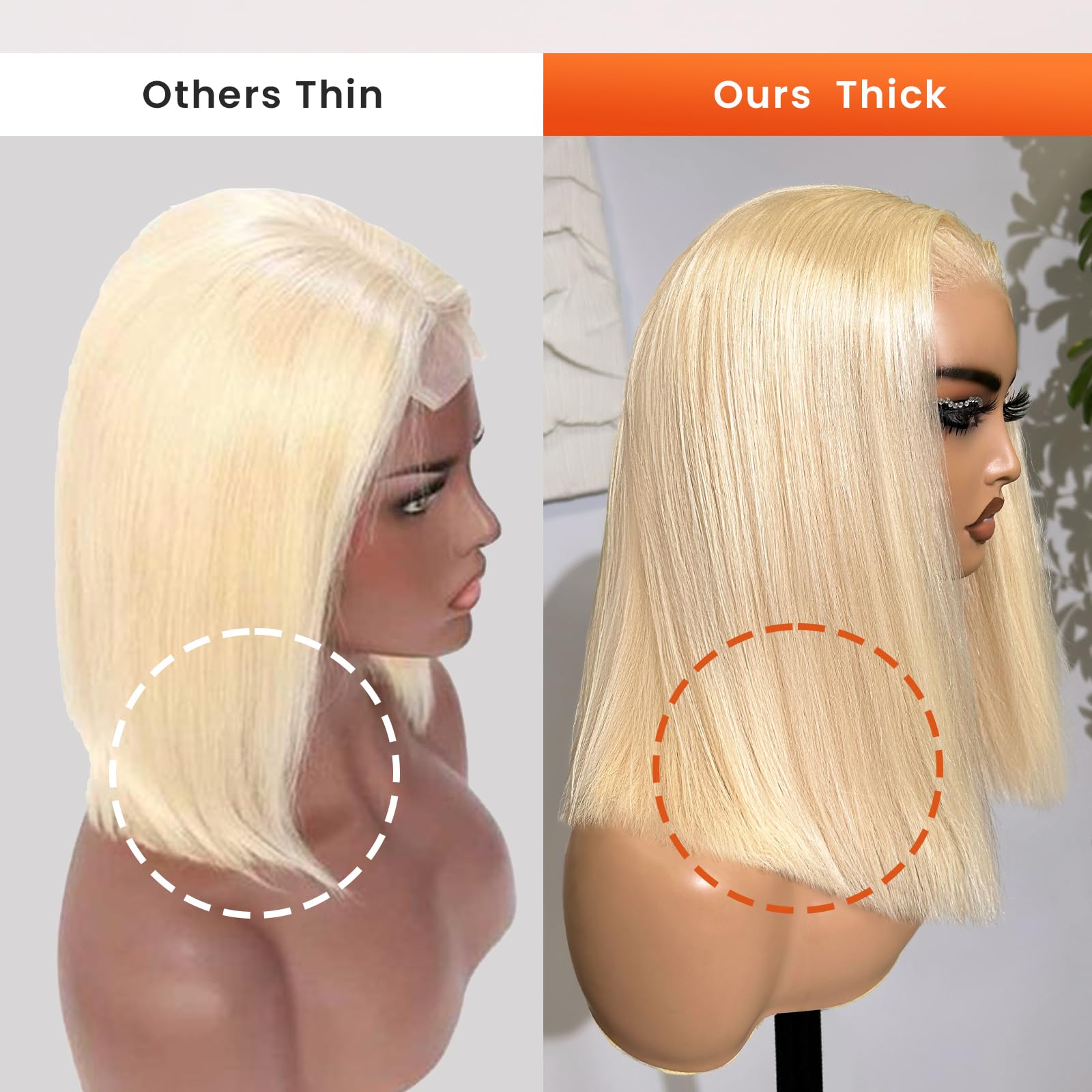 Megalook Blonde Wig Human Hair Ready To Go Glueless Wigs Human Hair Pre Plucked Pre Cut 6  5 Closure Bob 613 Lace Front Wig Huma