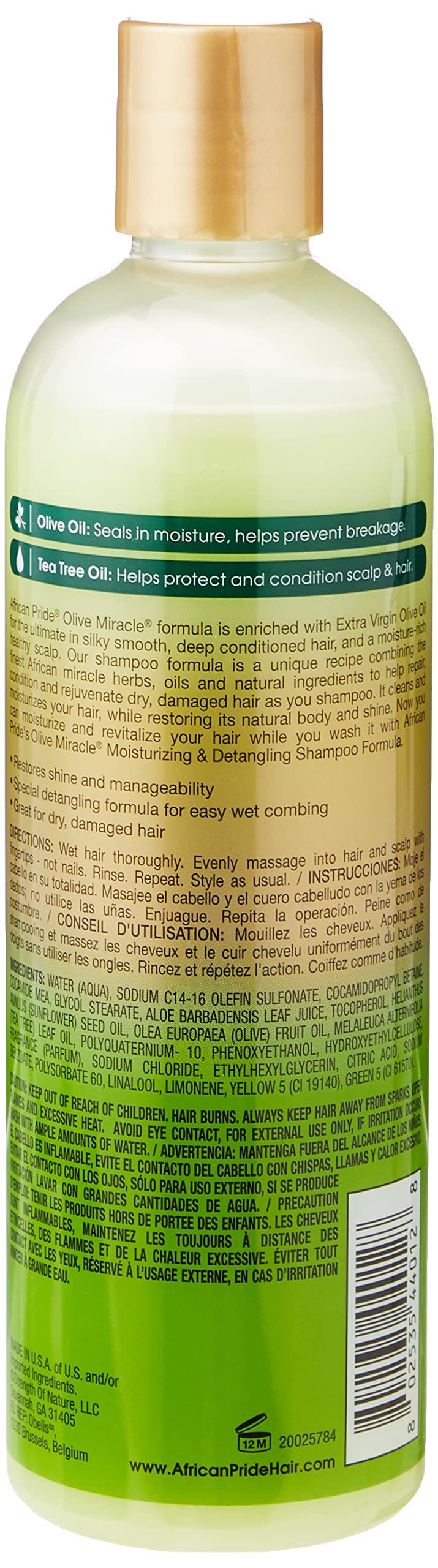 African Pride Olive Miracle 2-in-1 Shampoo and Conditioner, 12 Ounce