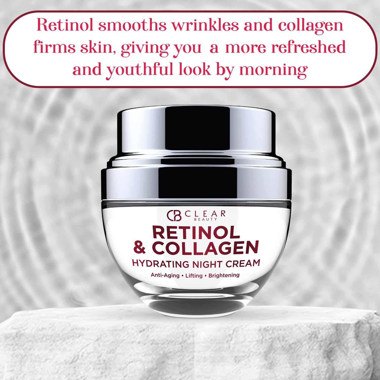 Clear Beauty Retinol & Collagen Night Face Moisturizer - Dermatologist Tested, Moisturizes, Reduces Wrinkles & Fine Lines, Hydra