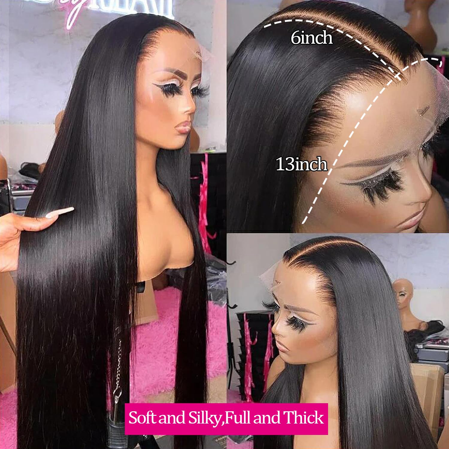 Lemoda 30Inch Straight Wig Full Lace 13X6 Frontal Wigs Human Hair Hd Lace Wigs Human Hair 180% Density Brazilian Virgin 12A Grad