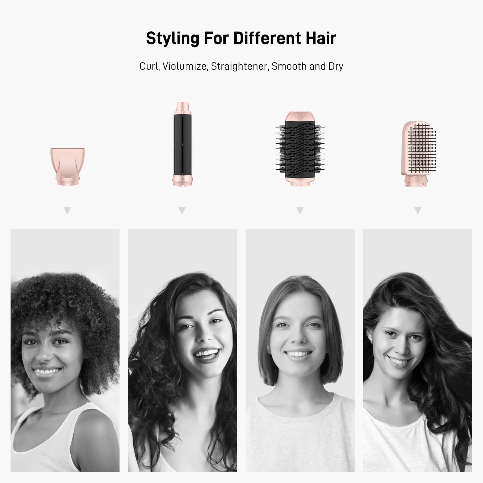 Hair Dryer Brush 5 in 1-110,000 RPM High-Speed Frizz-Free Blow Dryer for Fast Drying, Multi Hair Styler with Auto-Wrap Curlers,