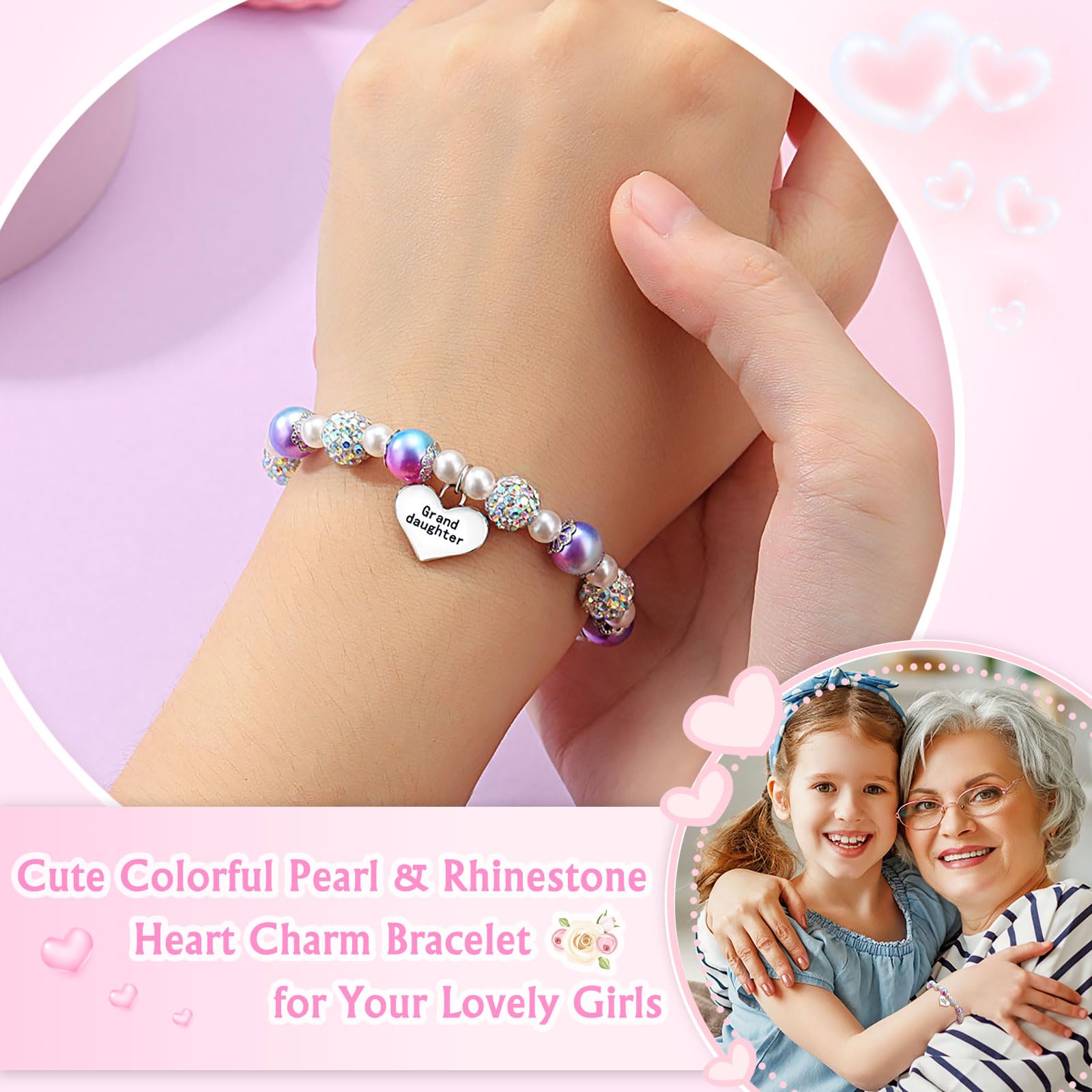 UNGENT THEM Granddaughter Bracelets from Grandma Little Girl Jewelry Valentines Birthday Gifts