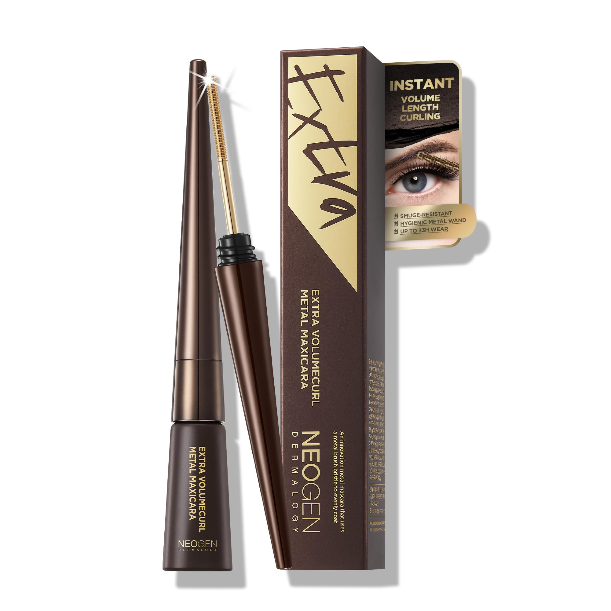 [K-Beauty] Neogen Dermalogy Extra Volume Curl Metal Mascara 0.20 oz | Lash Telescopic Lift Mascara Black Volume and Length Refil
