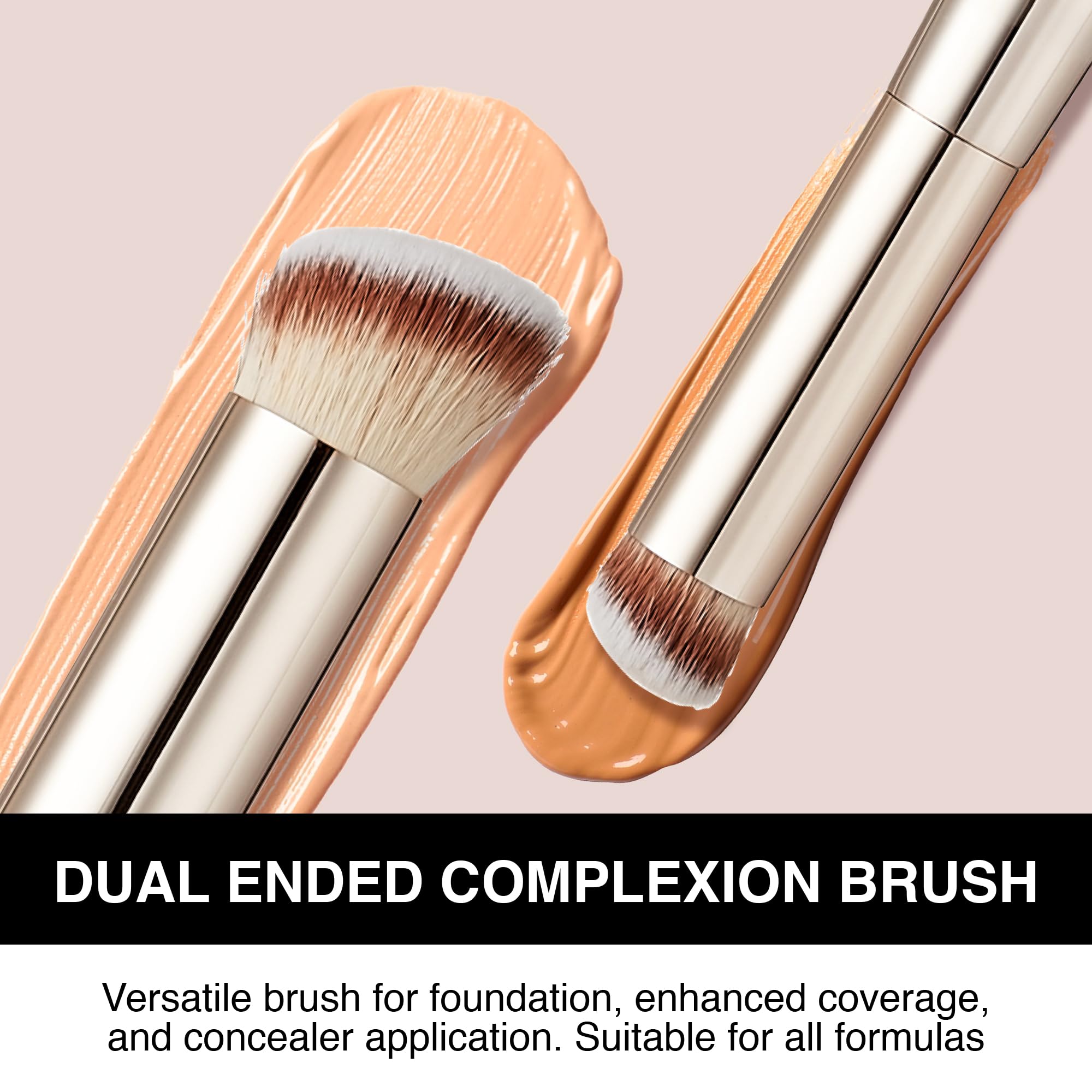 Kiss New York Professional Dual Ended Complexion Brush For Blending And Even Application, Angled Sculpting Applicator For Concea