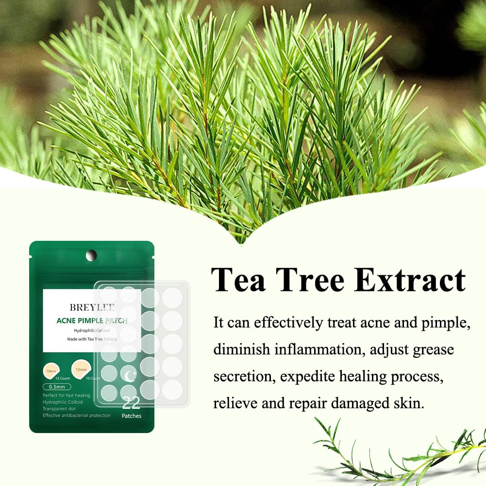 Acne Pimple Patch (66Count), Breylee Tea Tree Oil Pimple Patch Acne Pimple Healing Patch Zit Patch Acne Patch Hydrocolloid Patch