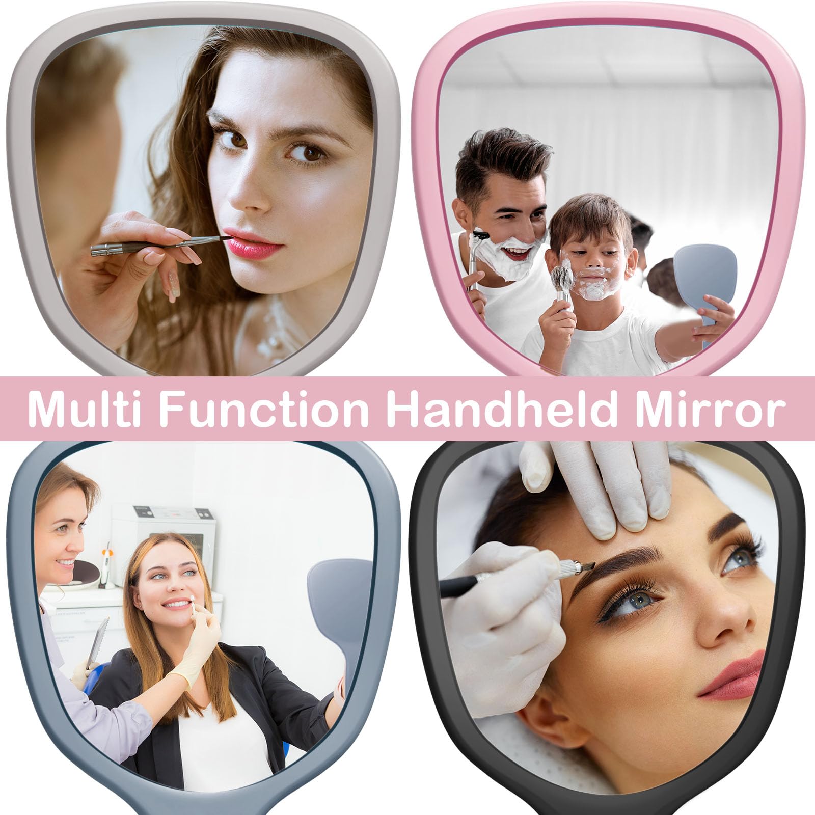 Vinsot 50 Pcs Handheld Mirror Bulk Small Hand Mirrors with Handle Plastic Portable Daily Makeup Tools for Home Travel Camping Da