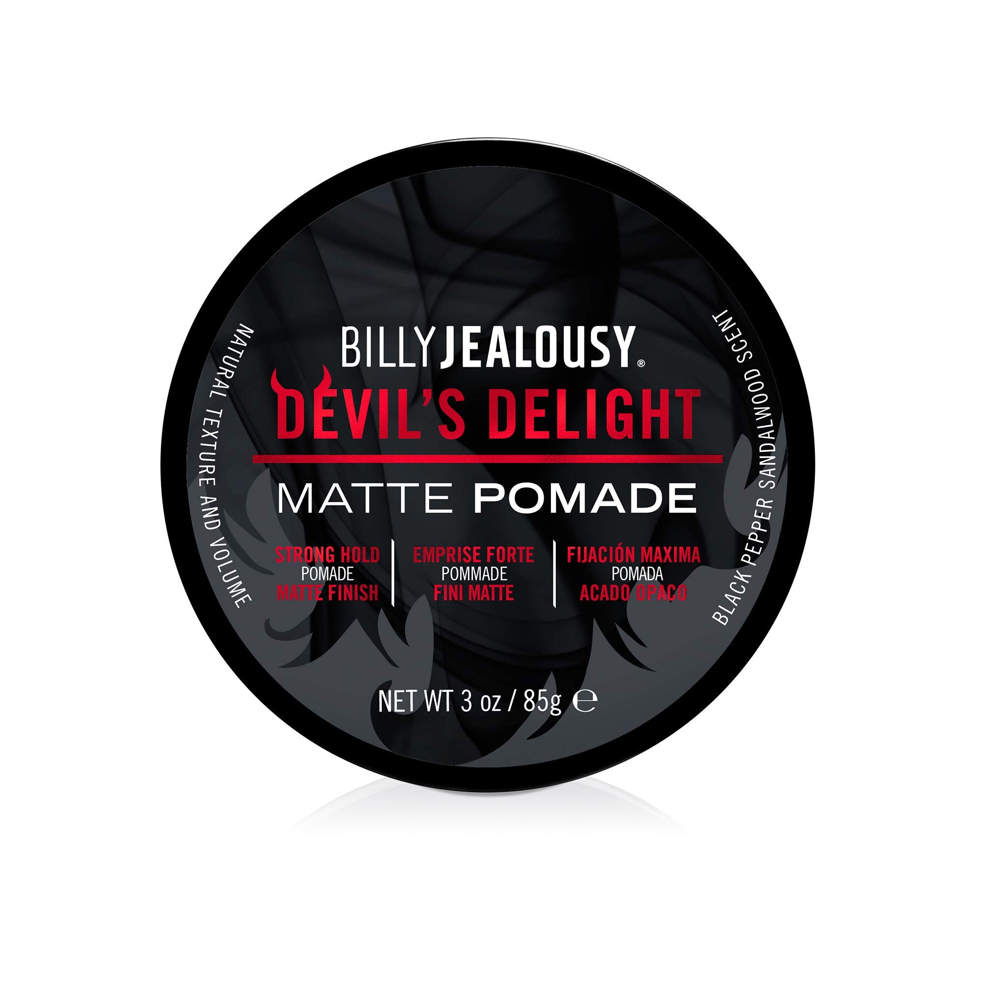 Billy Jealousy Devil's Delight Matte Pomade for Men Adds Volume and Definition, Strong Hold Water-Based Formula with Black Peppe