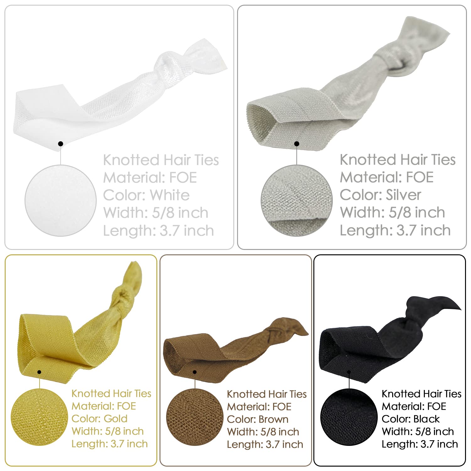 Meedee Soft Knotted Netural Color Hair Ties - 100 Pack No-Crease Elastic Ribbons, Ouchless Ponytails For Women, Yoga, And More