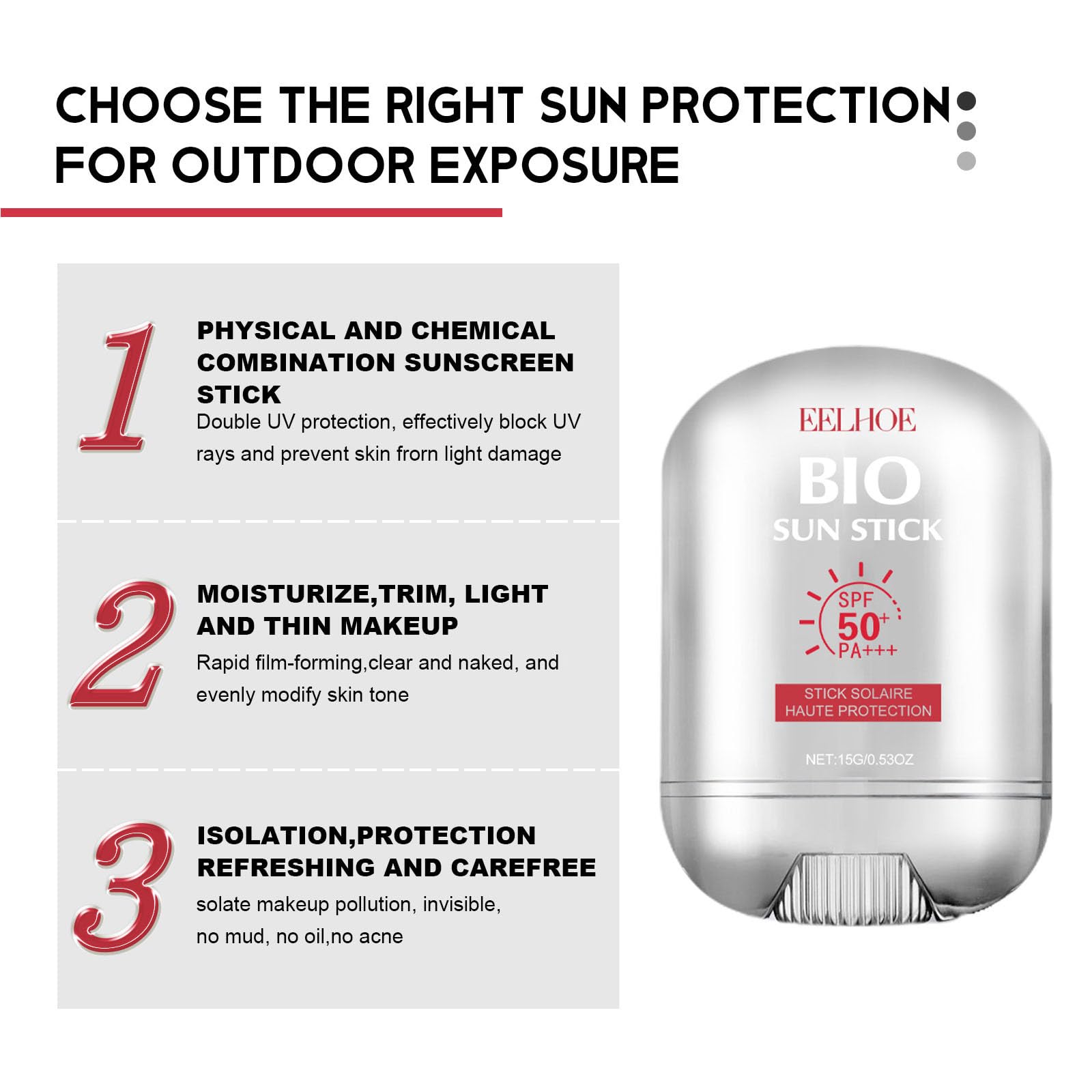 Bio Sun Stick,Face And Body Professional Sunscreen Stick,Enriched With Vitamin C Strong Sunscreen Keep Skin Moisture,Reduce Redn