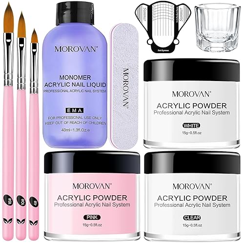 Morovan Acrylic Nail Kit - Acrylic Powder And Professional Acrylic Liquid Set For Acrylic Nails Extension For Beginner Diy At Ho