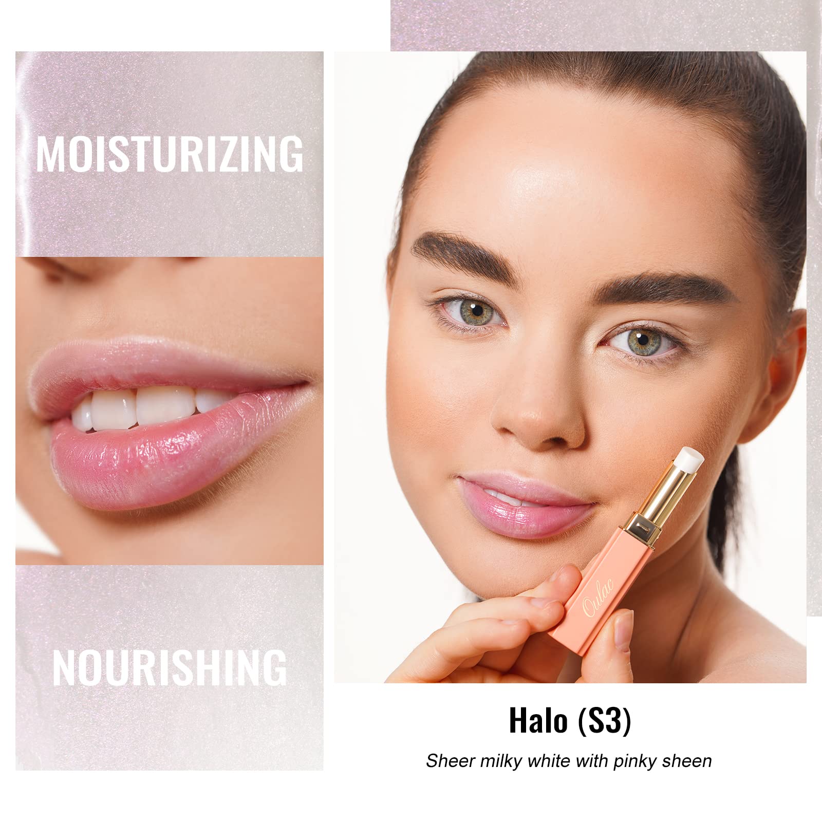 Oulac Moisturizing Shine Lipstick - Giltter Tinted Lip Balm Hydrating, Lip Plumper, Glossy Finish, Sheer Coverage With Pearlesce