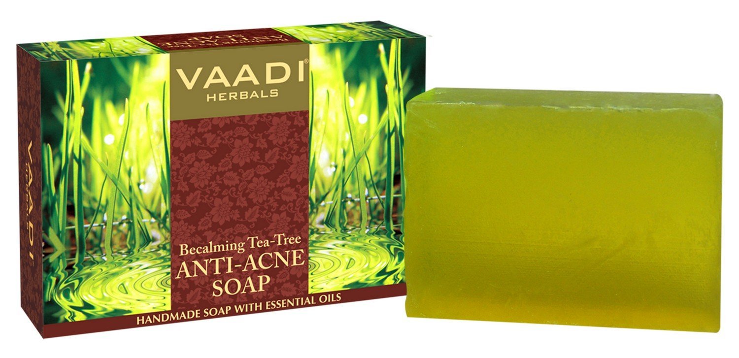 Vaadi Herbals Tea Tree Oil Bath Bar Soap With Clove Oil - Handmade Herbal Soap With 100% Pure Essential Oils - All Natural - Eac