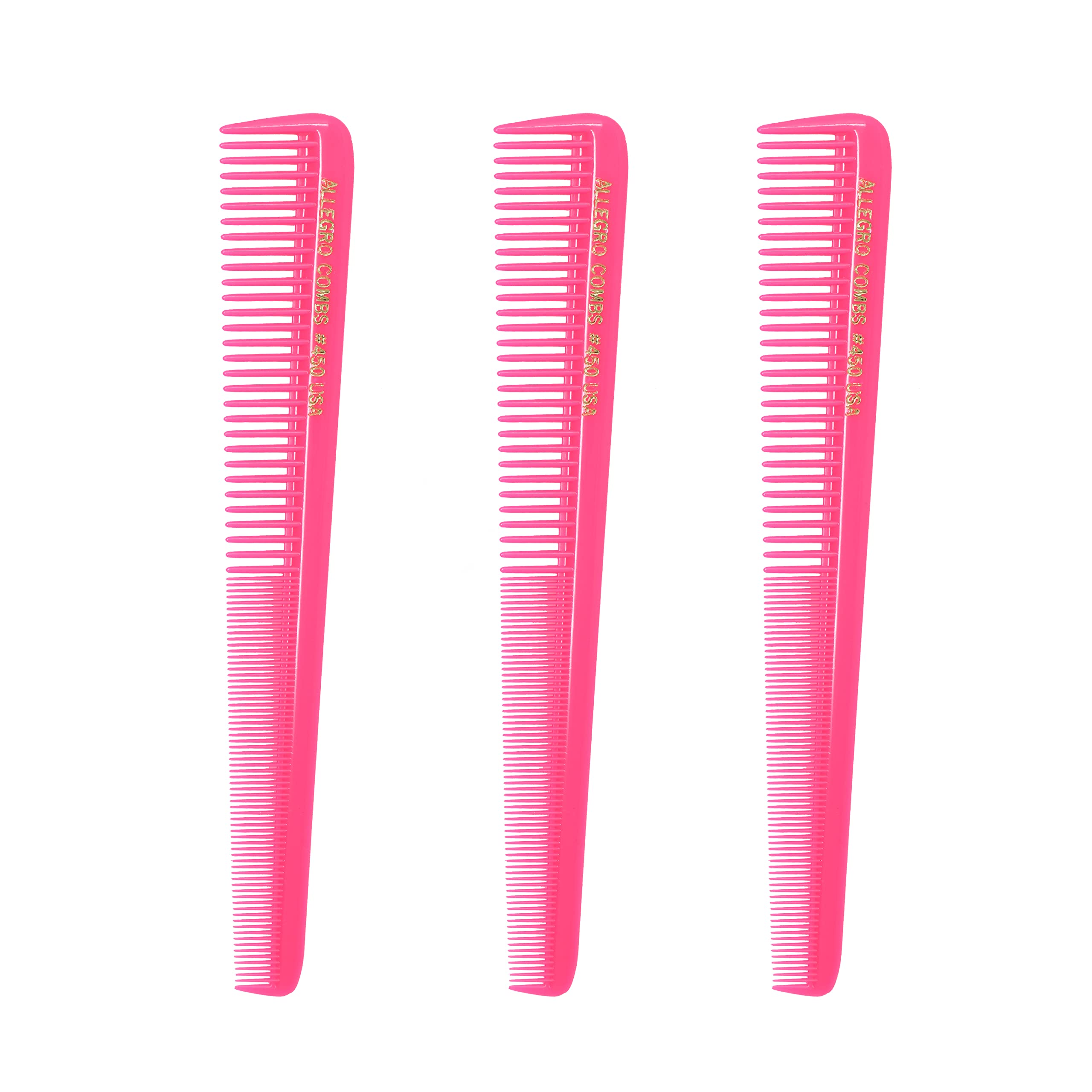 Allegro Combs 450 Tapered Hair Cutting Combs Barber Hair Hairstylist Combs Women'S Combs Men'S Pocket Combs Made In The Usa 3Pcs