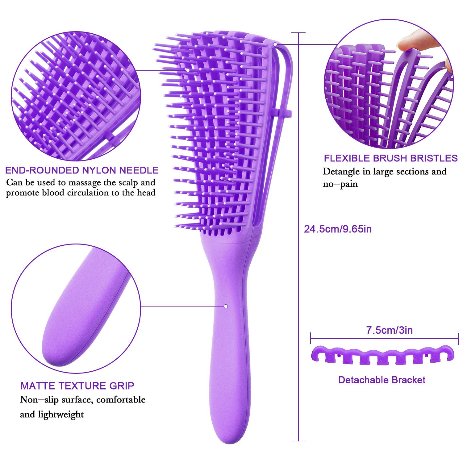 2 Pieces Detangling Brush For Afro America/African Hair Textured 3A To 4C Kinky Wavy/Curly/Coily/Wet/Dry/Oil/Thick/Long Hair, Kn