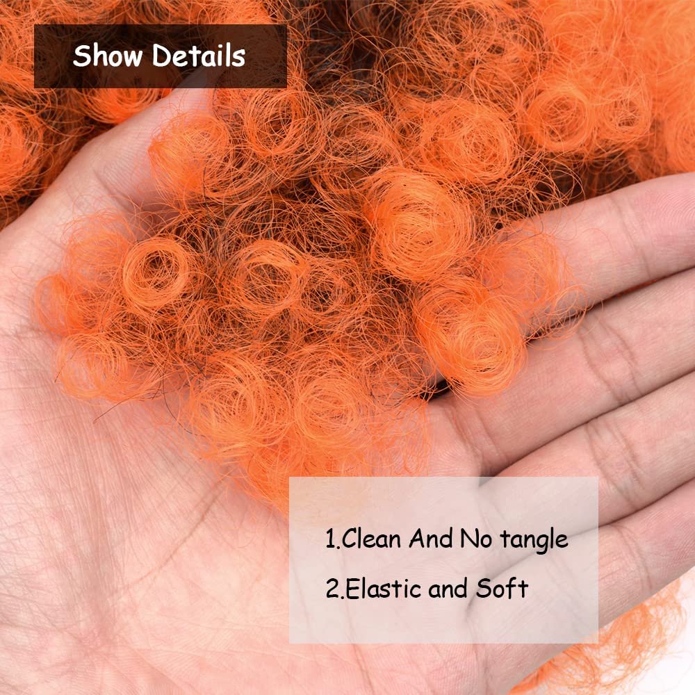 Yinmei Baibian Ombre Orange Afro Puff Drawstring Ponytails For Black Women Kinky Curly High Puffs Synthetic Bun Hair Pieces Updo