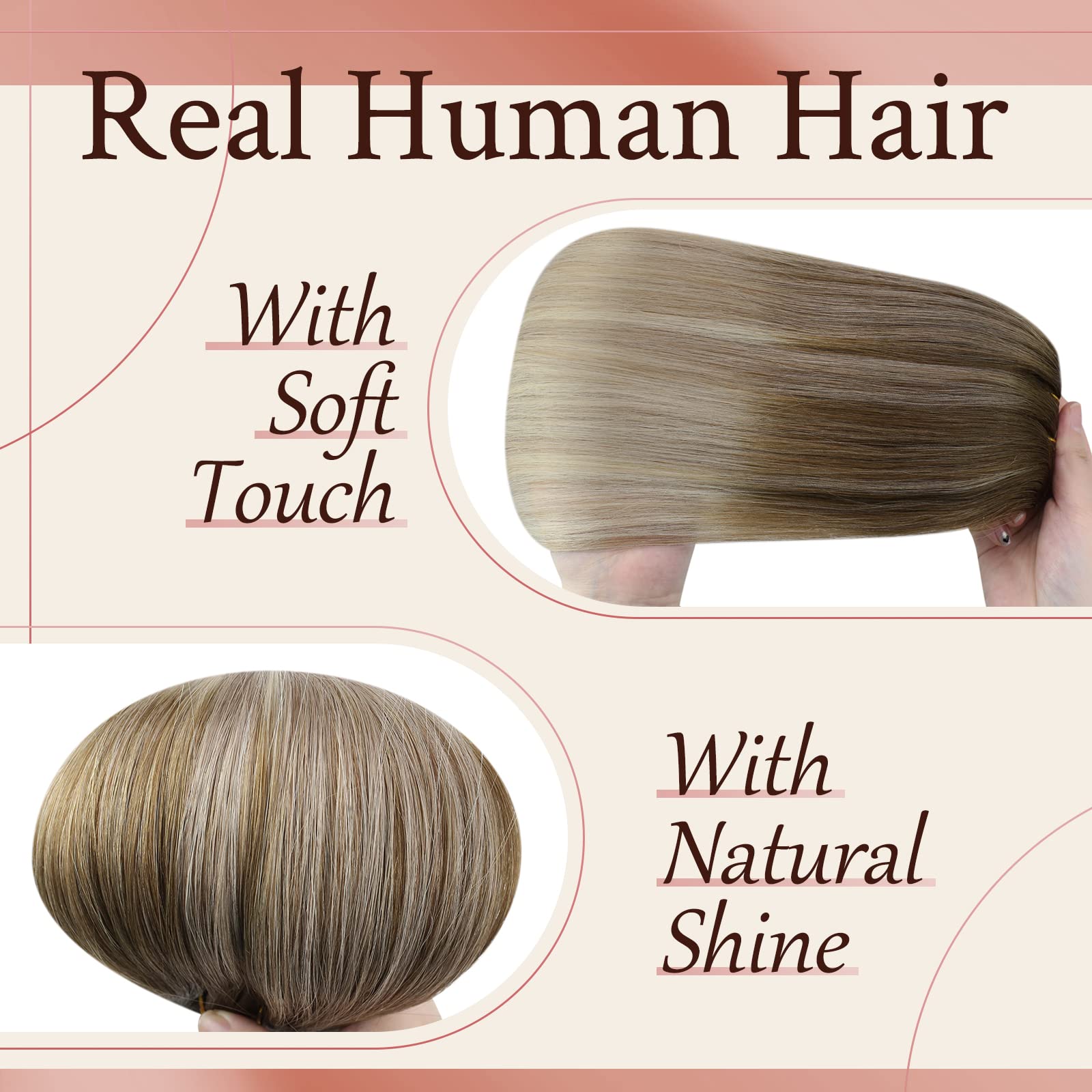[Uncontinued] Human Hair Clip in Extensions, Dark Brown Ombre Golden Blonde Mix Platinum Blonde Clip in Hair Extensions, Sunny C