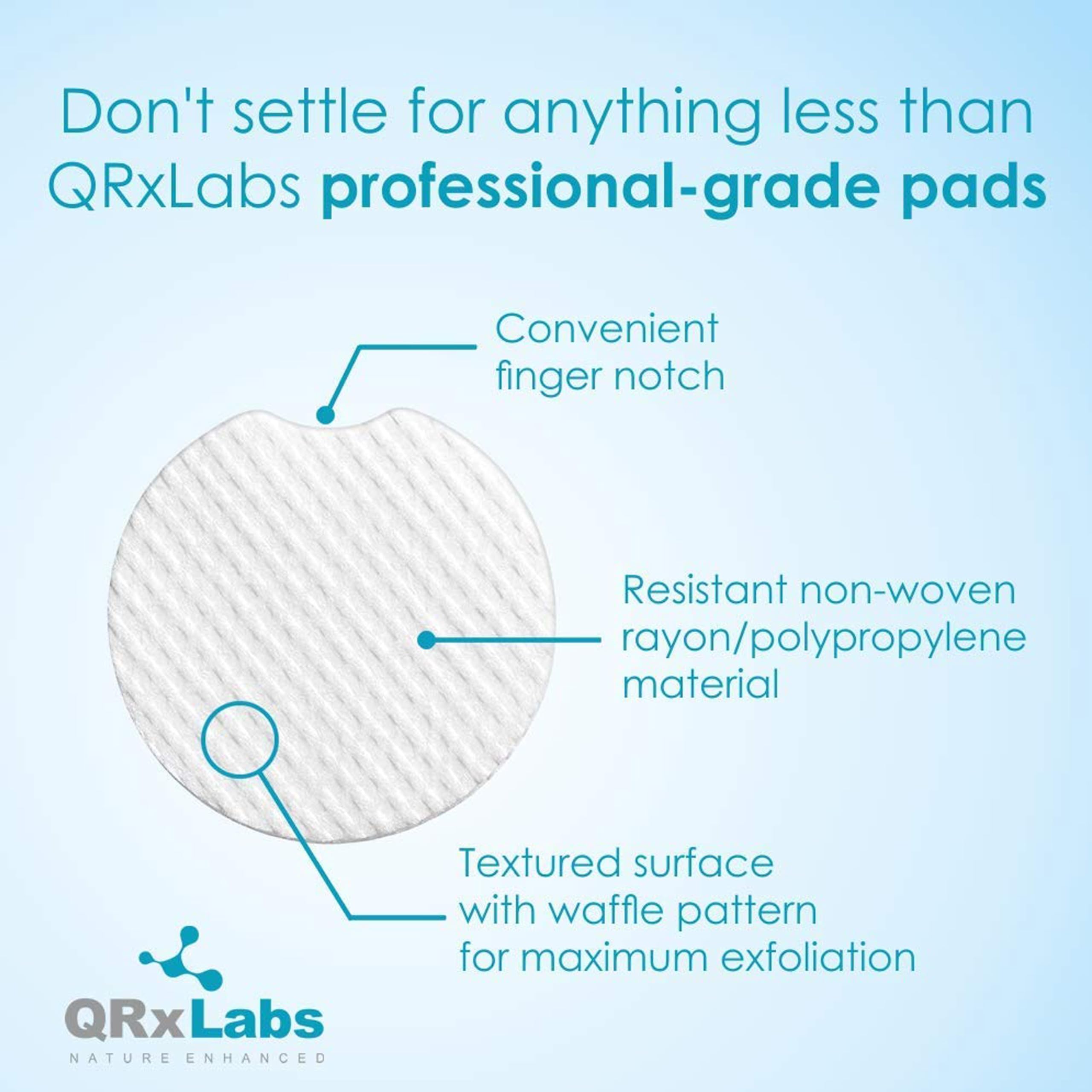 QRxLabs Glycolic + Salicylic Acid Acne Control Pads, 10% Glycolic & 2% Salicylic, 50 Count - Clear Skin Treatment