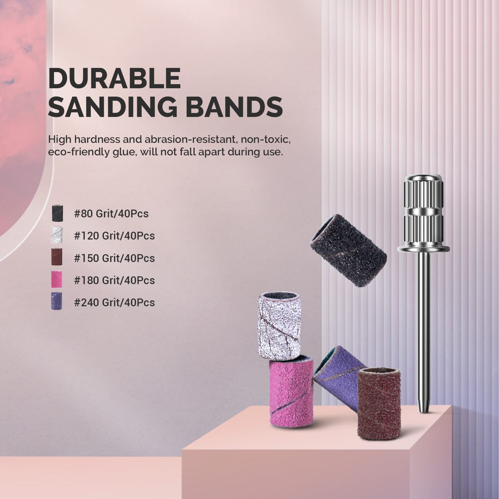 Melodysusie Sanding Bands For Nail Drill Nail Sanding Bands Professional Sanding Bit Nails 202 Pieces 5 Colors Coarse Medium Fin