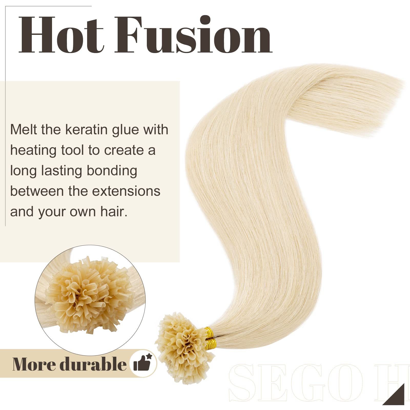 Sego U Tip Human Hair Extensions Pre Bonded Nail Tip Remy Hair Extensions Highlight Keratin Fushion Silky Straight Hair Extensio