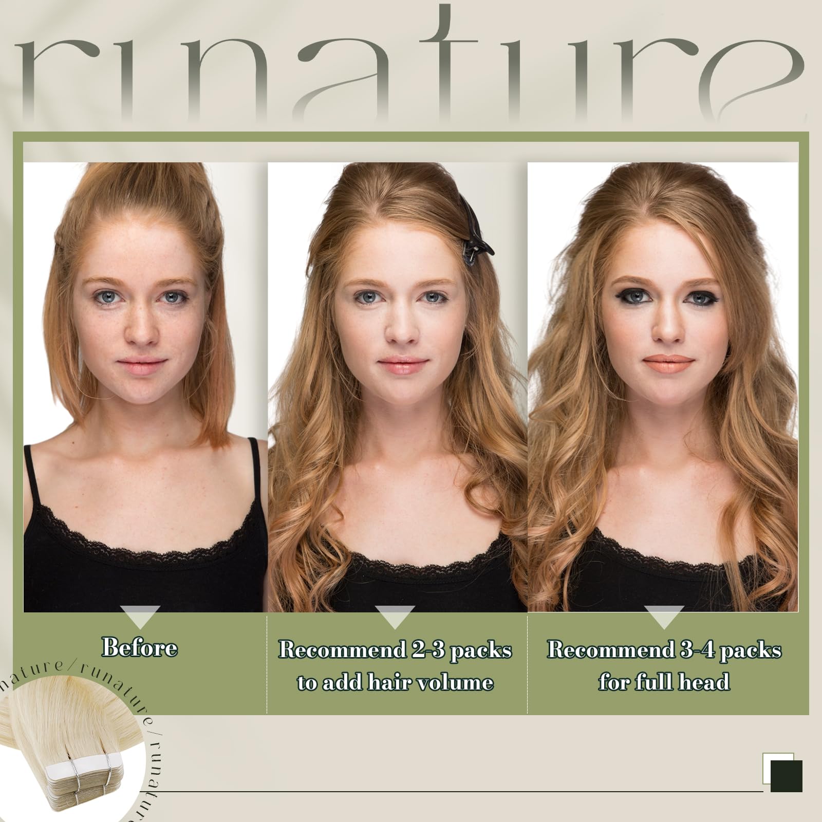 Runature Blonde Human Hair Tape In Extensions Skin Weft Seamless Tape In Hair Extensions Straight Color #60 Pu Tape In Extension