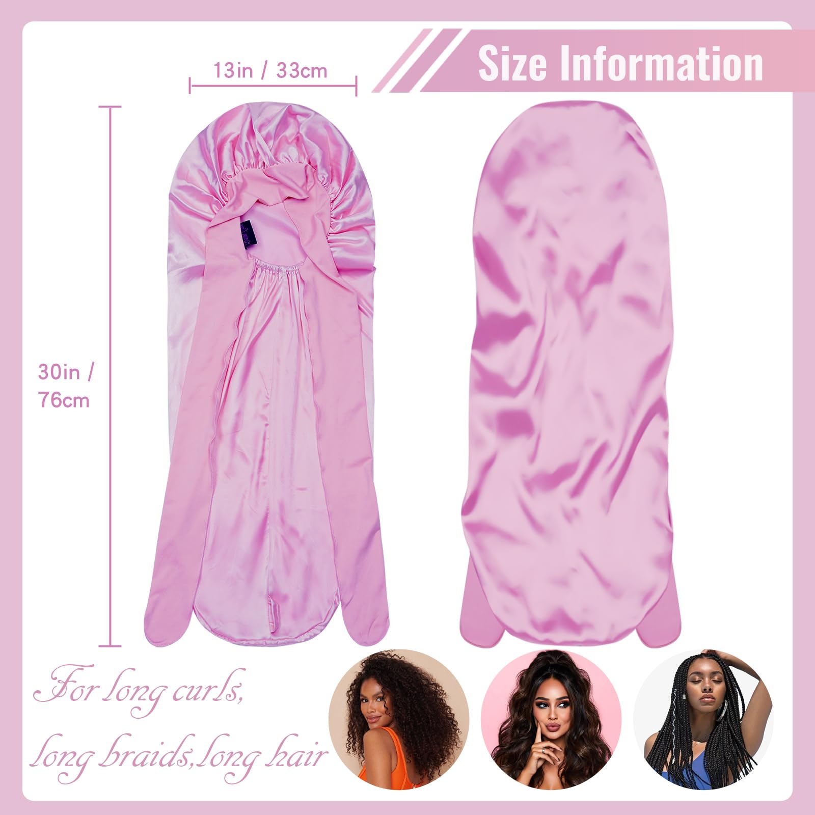 BONNET QUEEN Silk Braid Bonnet Satin Bonnet for braids Foldable Extra long hair bonnet for sleeping Adjustable tie Bonnet dreads