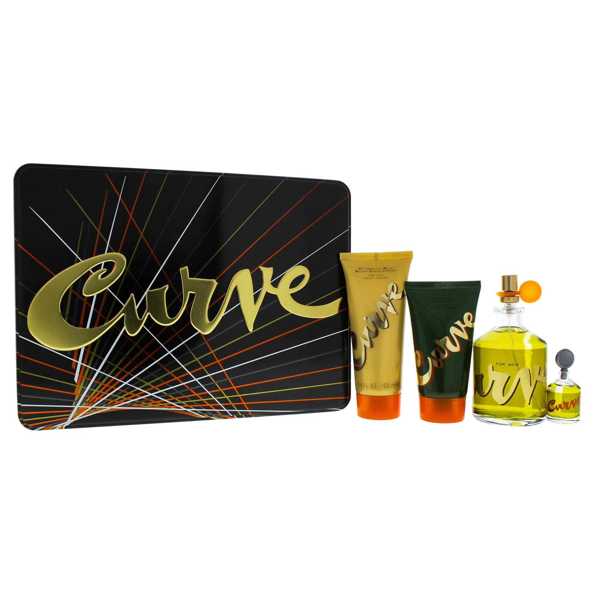 Liz Claiborne Curve 4 Pc. Gift Set (Cologne Spray + Mini + After Shave + Hair & Body Wash) for Men, 4.2 Fl Ounce