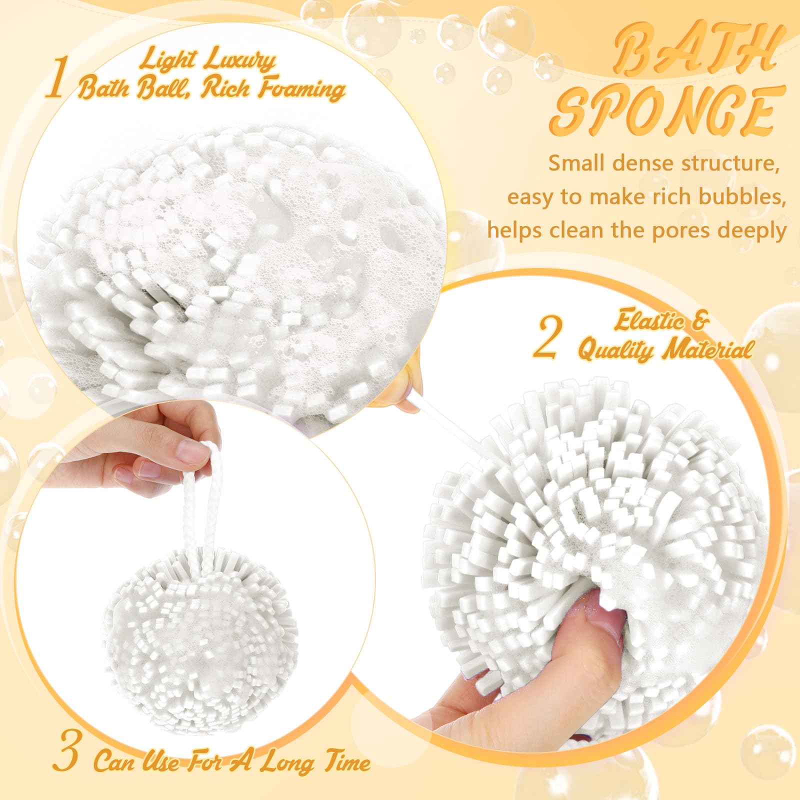 Teenyyou 4 Pcs Bath Sponge Shower Pouf Loofahs Shower Puff Exfoliating Loofah Bath Accessories Cleaning Tool for Body Gift Baske
