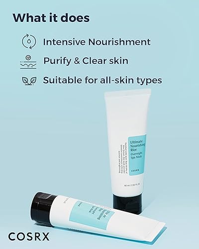 cOSRX Ultimate Nourishing Rice Overnight Spa Mask, 60ml  202 floz  Rice Extract 68% and Niacinamide 2%  Korean Skin care, Animal