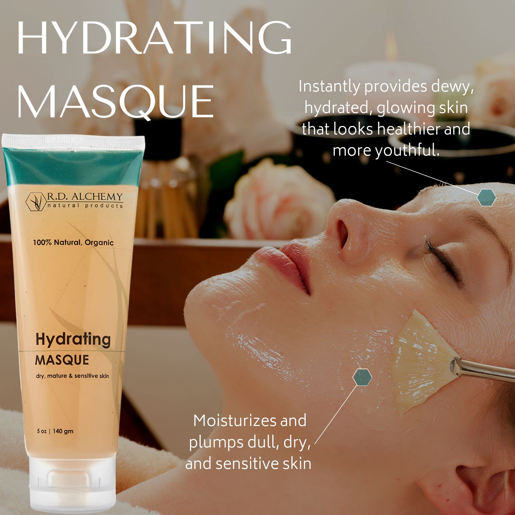 RD Alchemy - 100% Natural & Organic Hydrating Treatment Mask - Hydrate, Moisturize & Reduce the Appearance of Fine Lines & Wrink