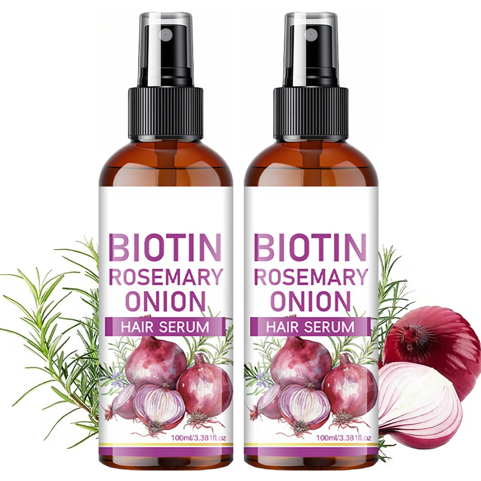 Yniquet 2PCS Onion Hair Growth Serum for Scalp & Hair Care, Onion Hair Care Spray for Hydrating, Onion & Rosemary Hair Growth Oi