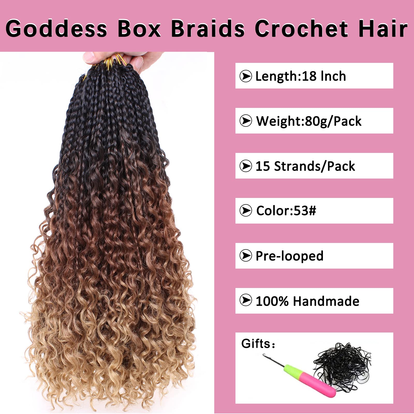 Cookoo 8 Packs Goddess Box Braids Crochet Hair With Curly Ends 18 Inch Goddess Crochet Hair Pre Looped Synthetic Bohemian Hippie