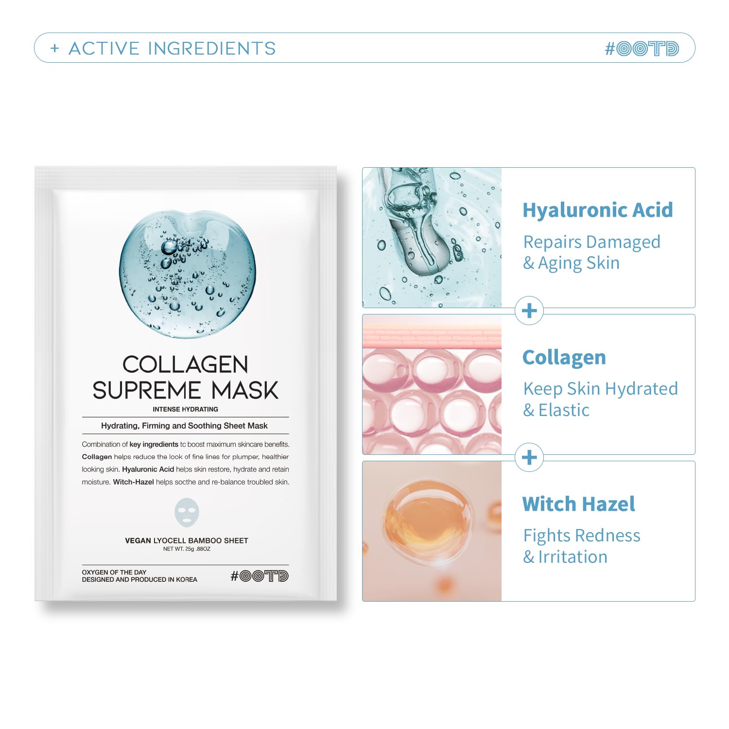 #Ootd Hydrating Soothing Sheet Masks Gift Set For Skincare, Korean Vegan Sheet Mask For Dry, Sensitive Skin, Calming, Smoothing,