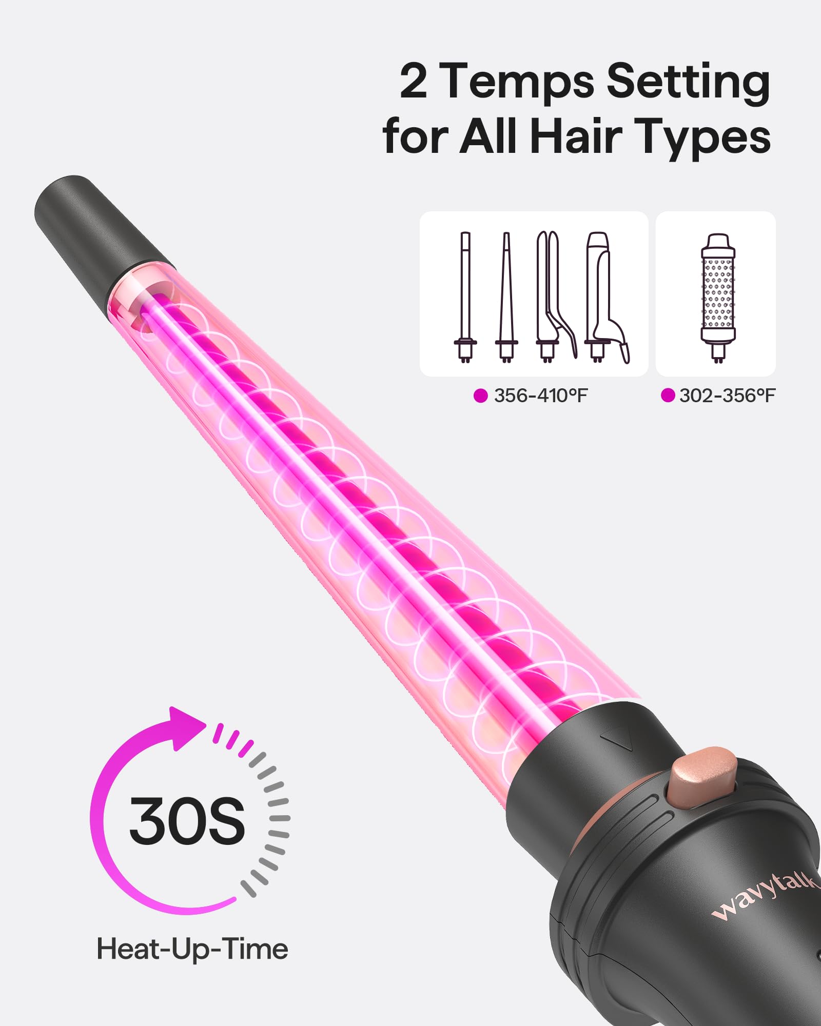 Wavytalk 5 In 1 Curling Iron, Curling Iron Set With Thermal Brush And 4 Interchangeable Ceramic Curling Wand(0.5   -1.25   ),Ins