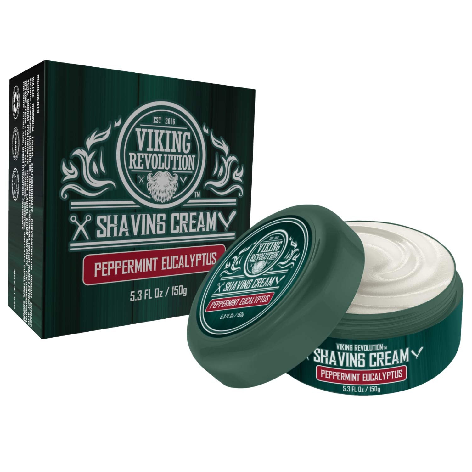 Luxury Shaving Cream Peppermint & Eucalyptus Scent - Soft, Smooth & Silky Shaving Soap - Rich Lather For The Smoothest Shave - 5