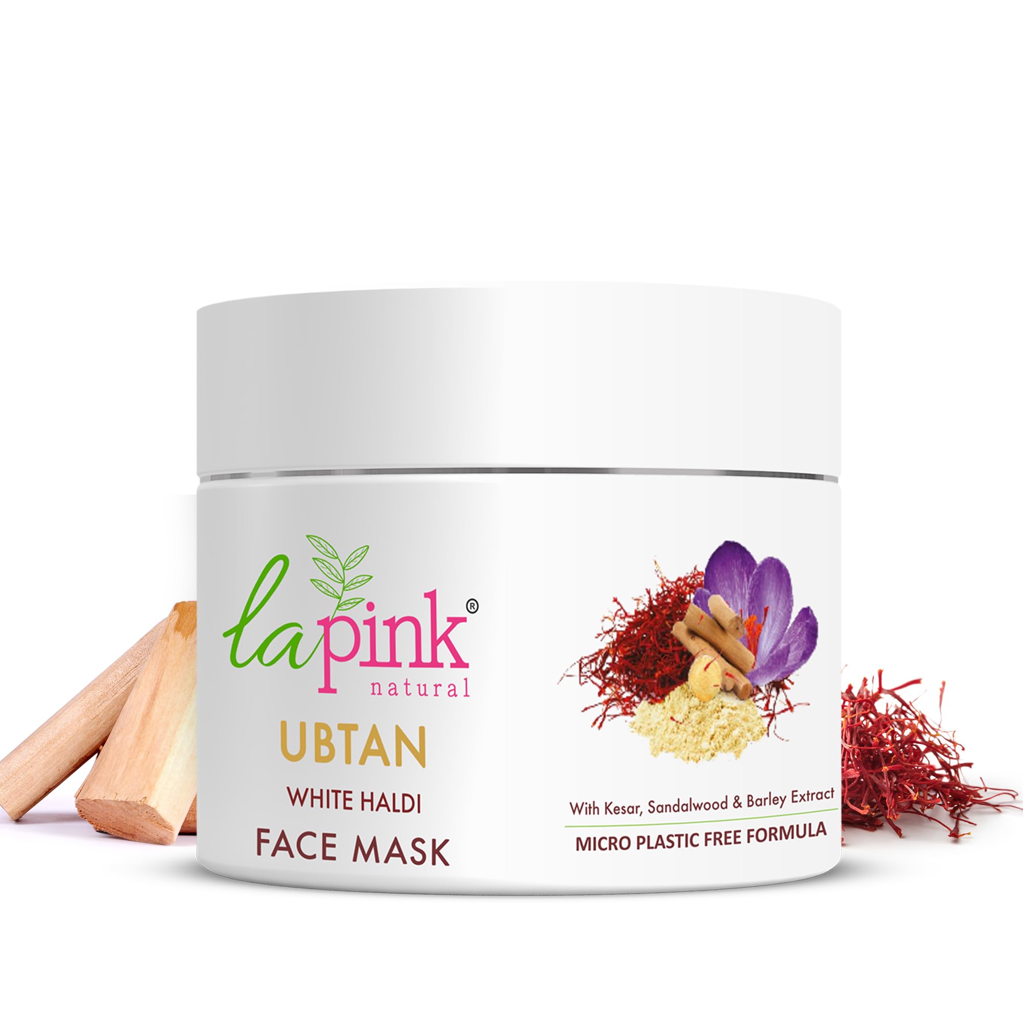 La Pink Ubtan Face Mask With White Haldi & Kesar | Reduces Blemish, Pigmentation, Dark Spot & Tan Removal | 100% Microplastic Fr