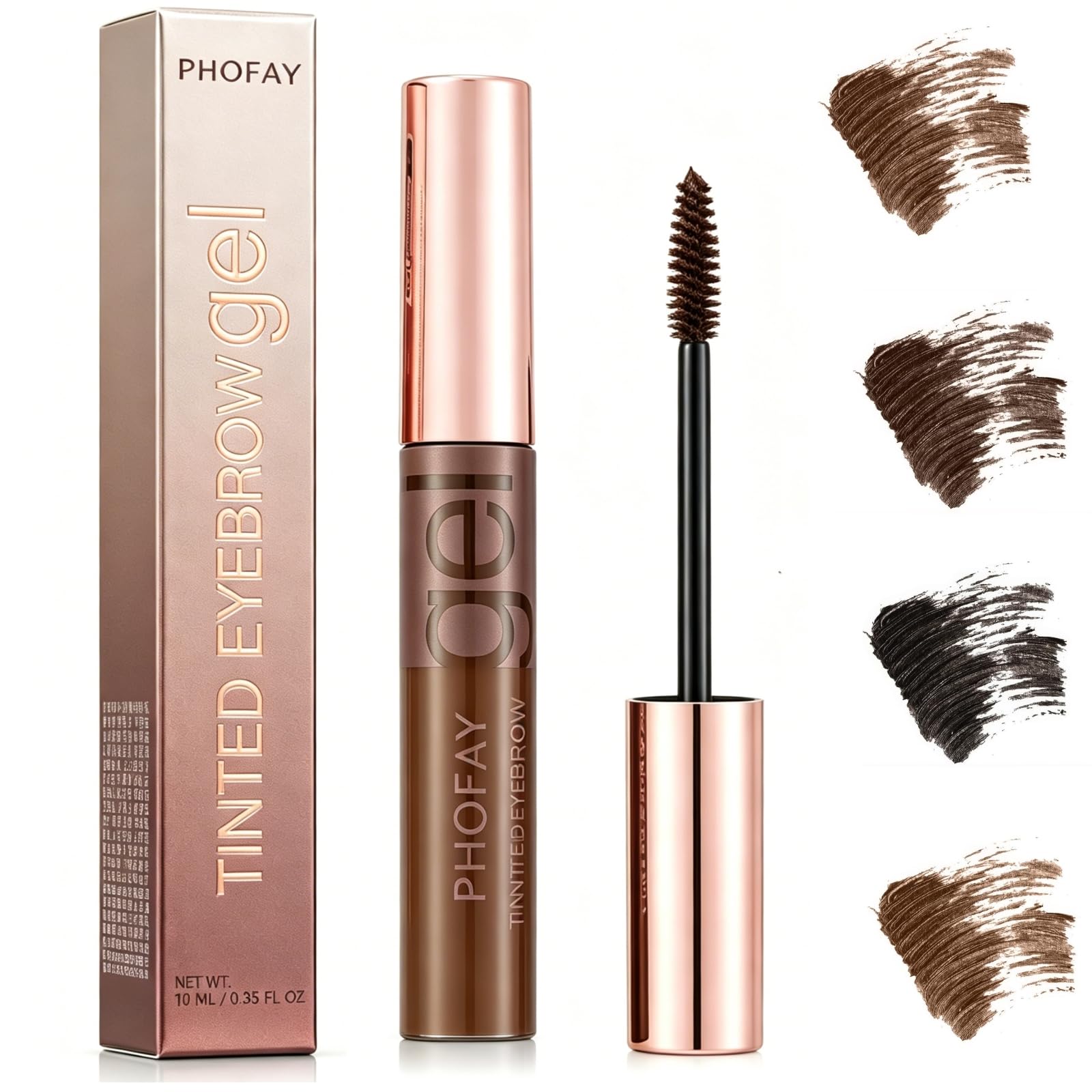 PHOFAY Colored Eyebrow Gel 10ml / 0.34 fl oz  Spiral Brush for Smooth Use, 2in1 Brow Styling Gel & Mascara, Volumizing tinted