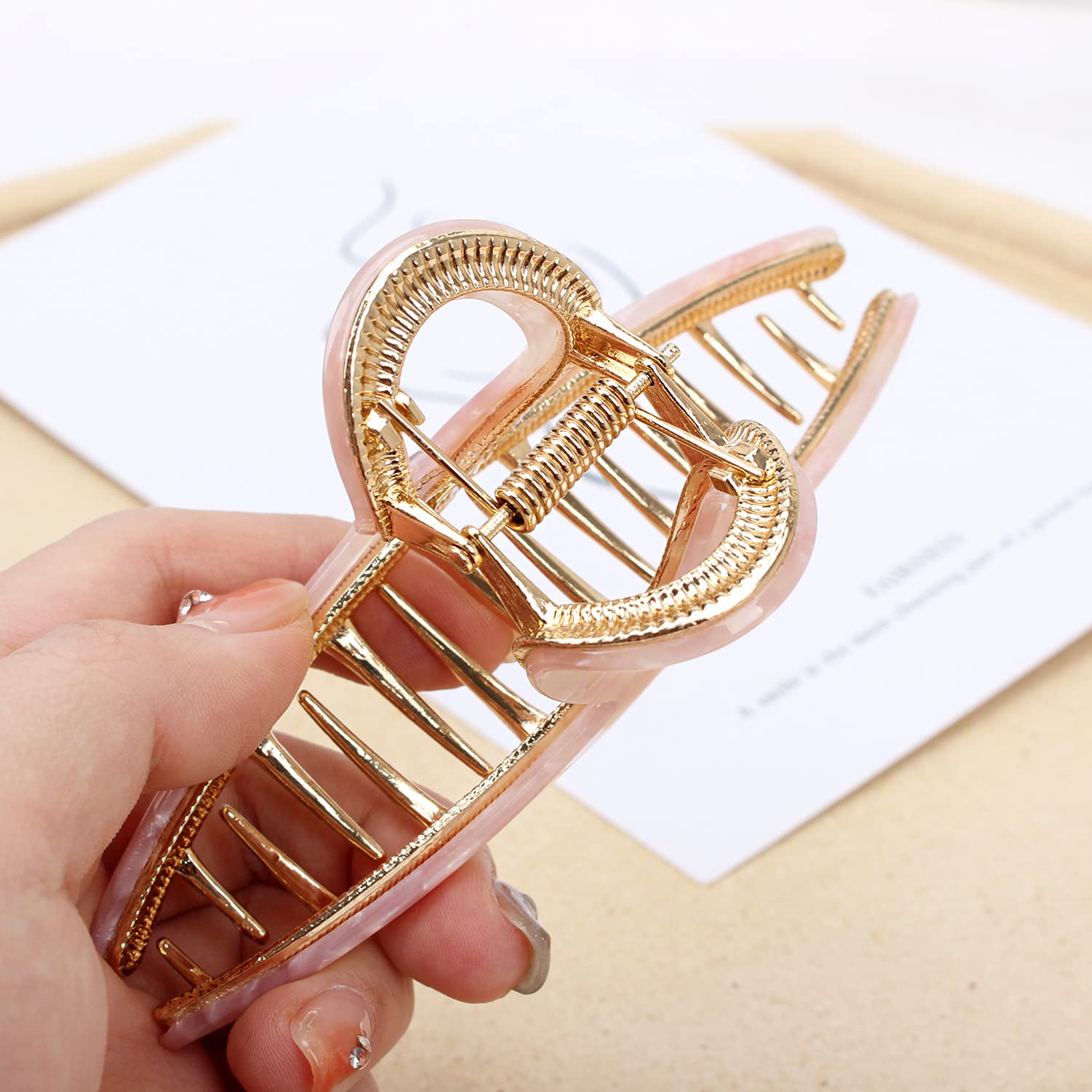 Big Hair Claw Clips Metal Hair Claw for Women Butterfly Hair Claw Acetate Metal Hair Clamps Strong Hold Hair Claw 4.7'' Large Ha