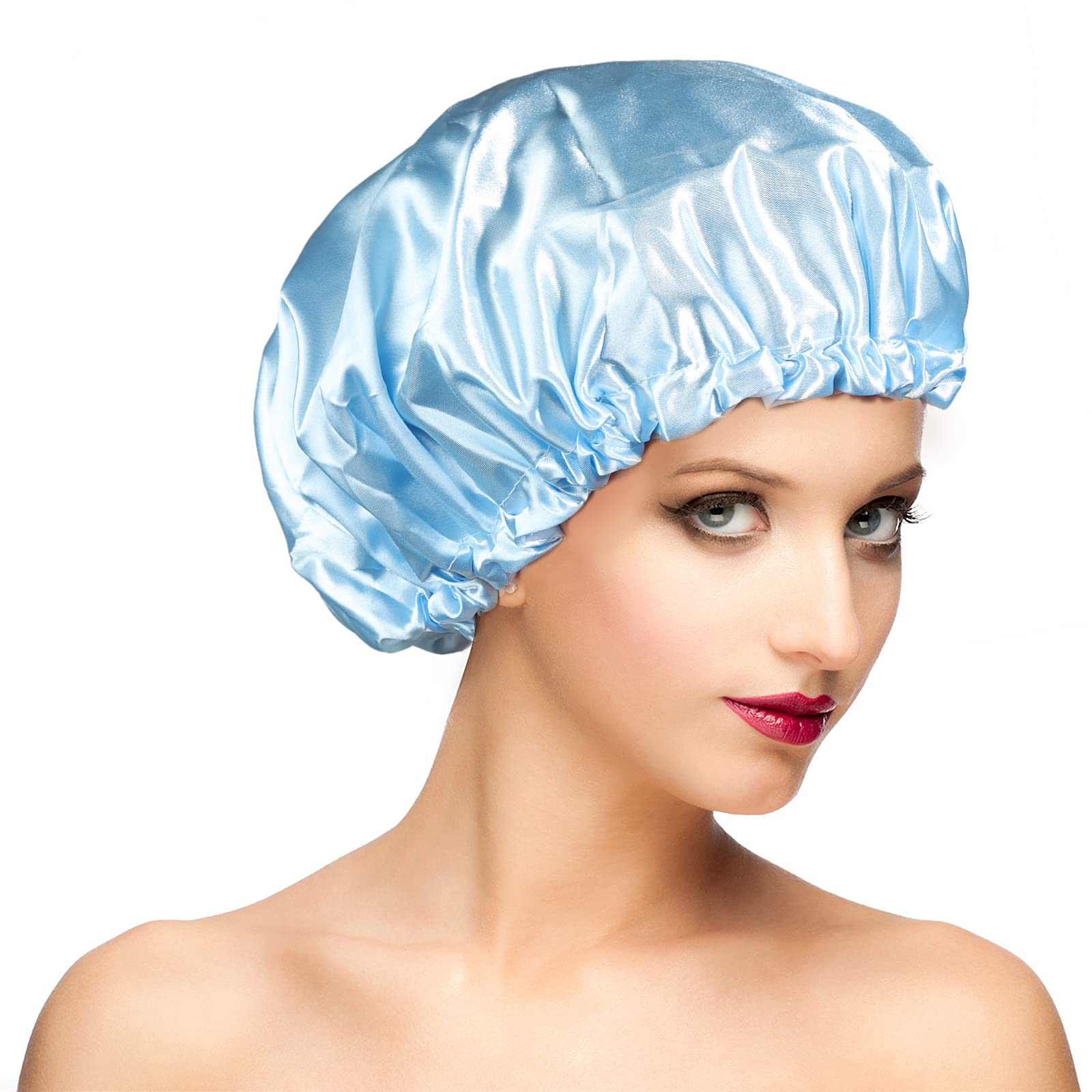 Waterproof Shower Caps, Shower Cap For Women Long Hair, Curly Hair, Short Hair Adjustable Washable Extra Large Bathing Hair Cap