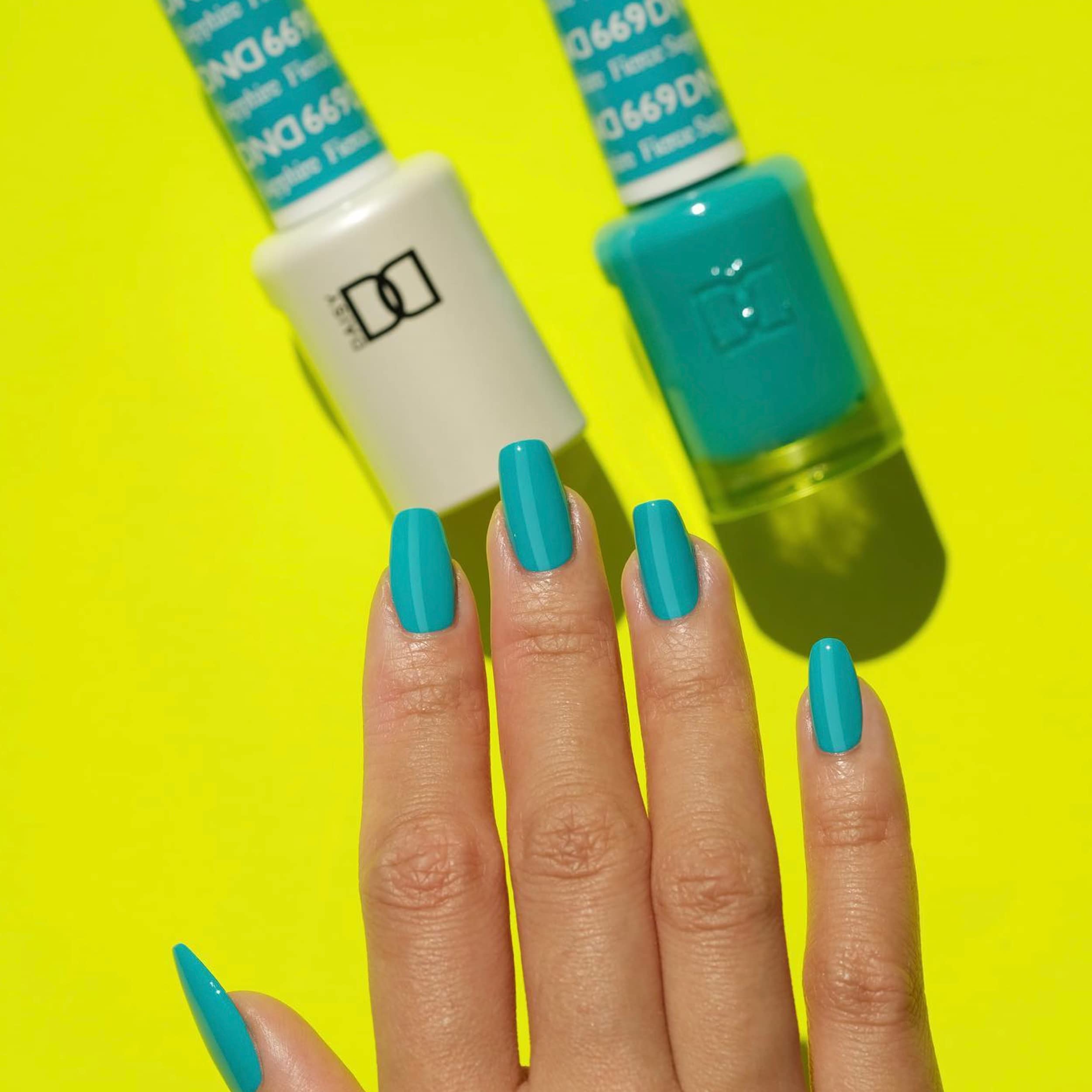 Dnd Gel Polish Set, Blue Collection, Uv/Led Gel Polish And Air Dry Nail Lacquer, Matching Chip-Free Polish Duo, 669 Fierce Sapph