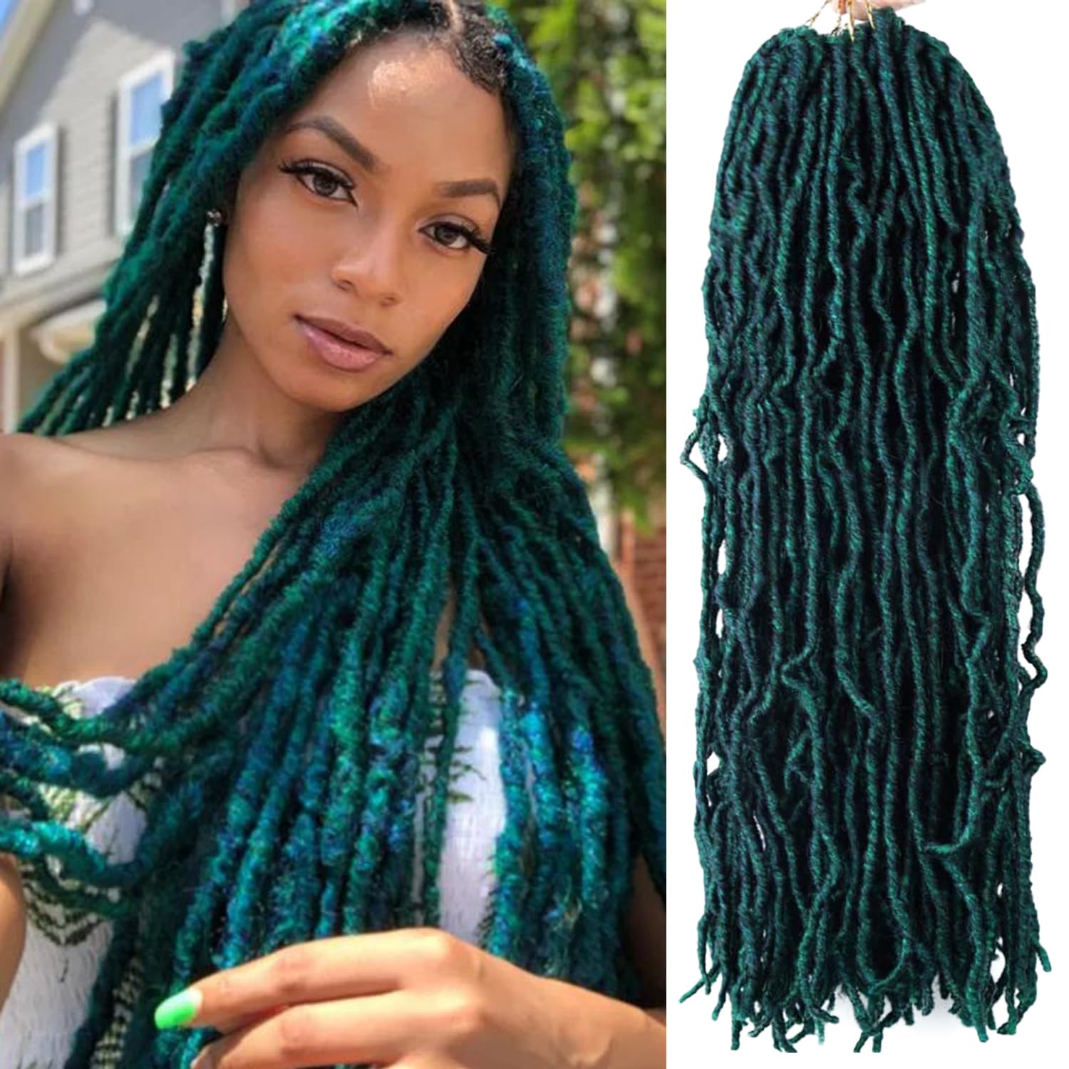 18 Inch Faux Locs Crochet Hair 6 Packs Soft Locs Crochet Hair M1B/Green Crochet Hair For Black Women Synthetic Crochet Braids Ha