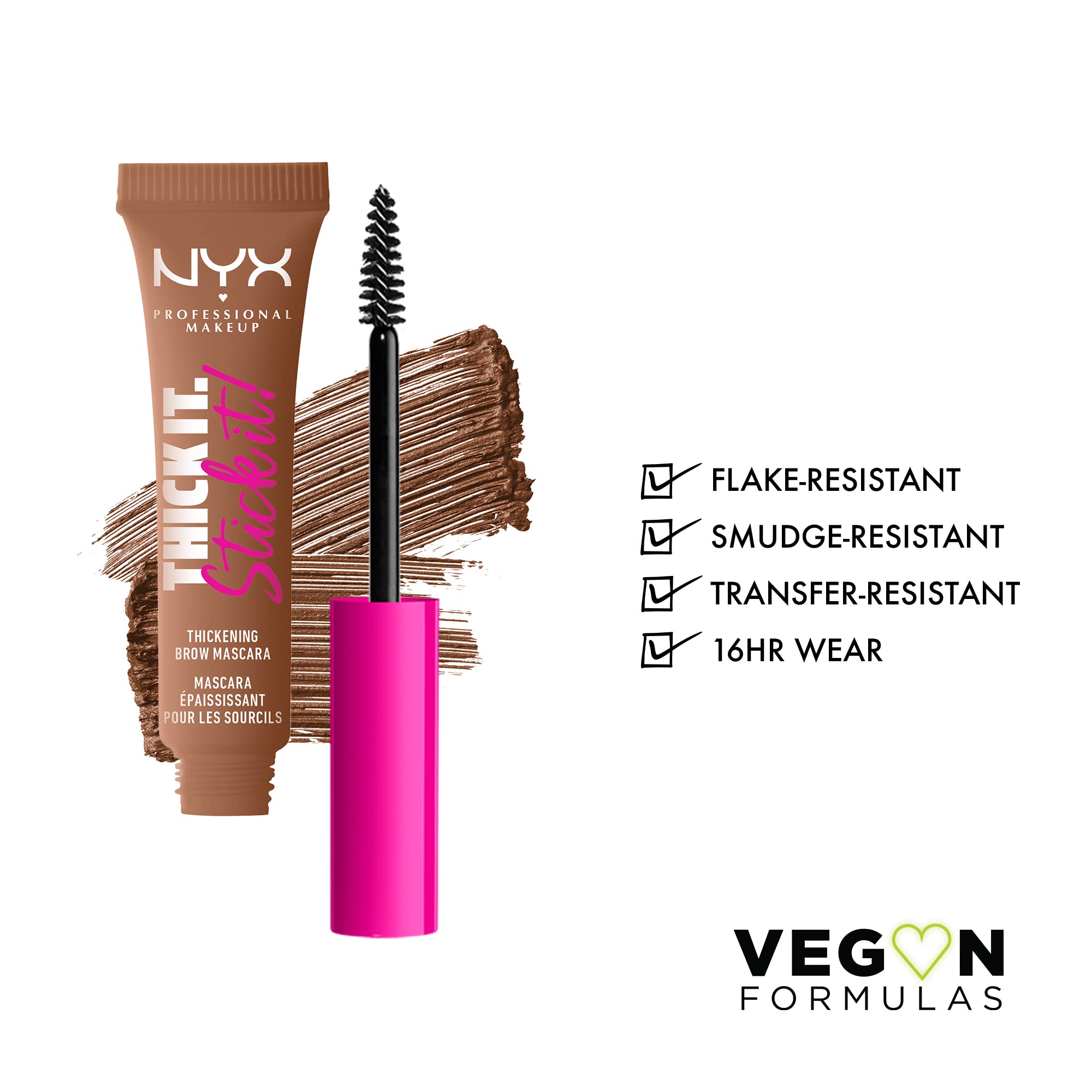 NYX PROFESSIONAL MAKEUP Thick It Stick It Thickening Brow Mascara, Eyebrow Gel - Auburn