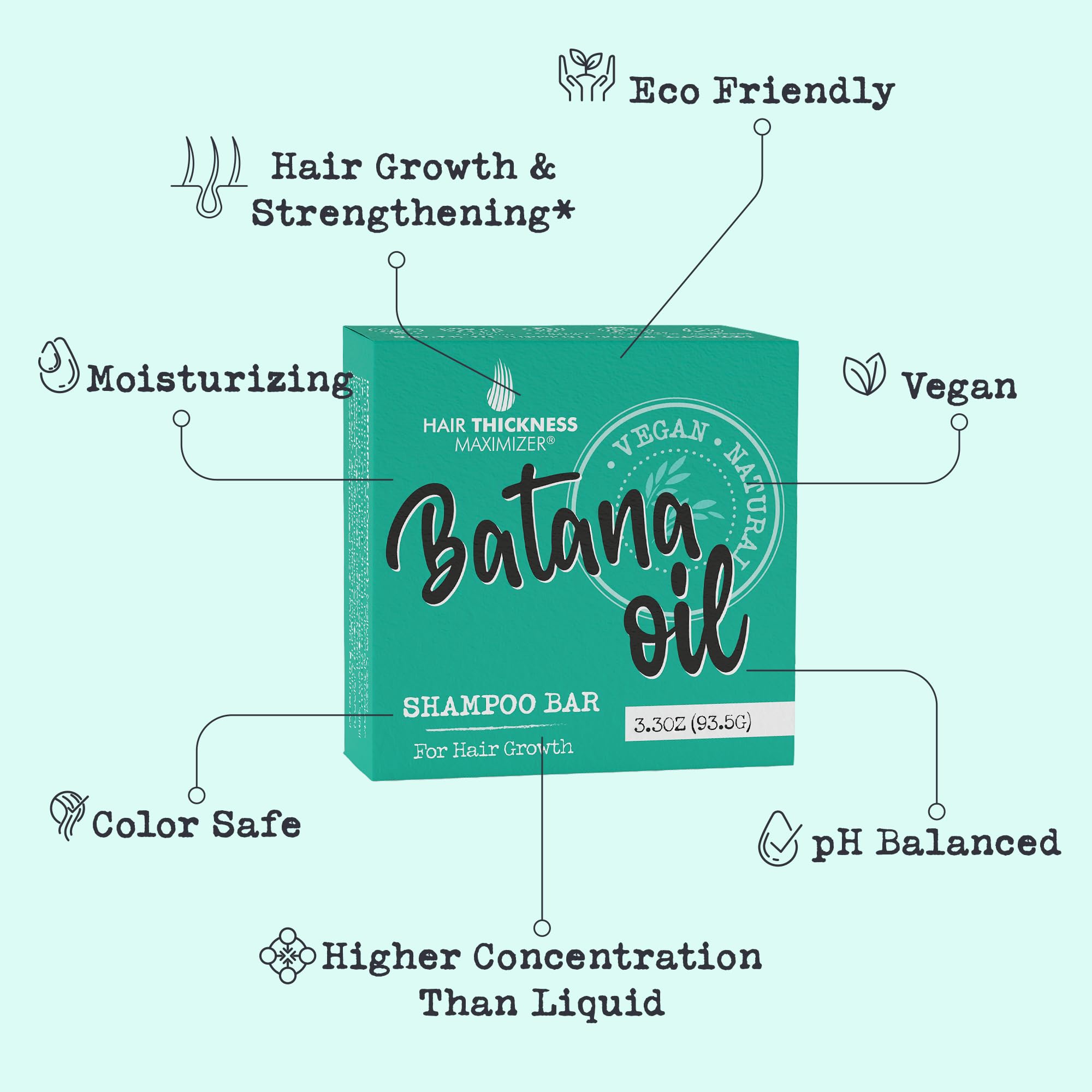 Batana Oil For Hair Growth Shampoo Bar. Eco Friendly, Vegan, Color Safe, Ph Balanced, Sulfate Free Bars For Hair Thickening And