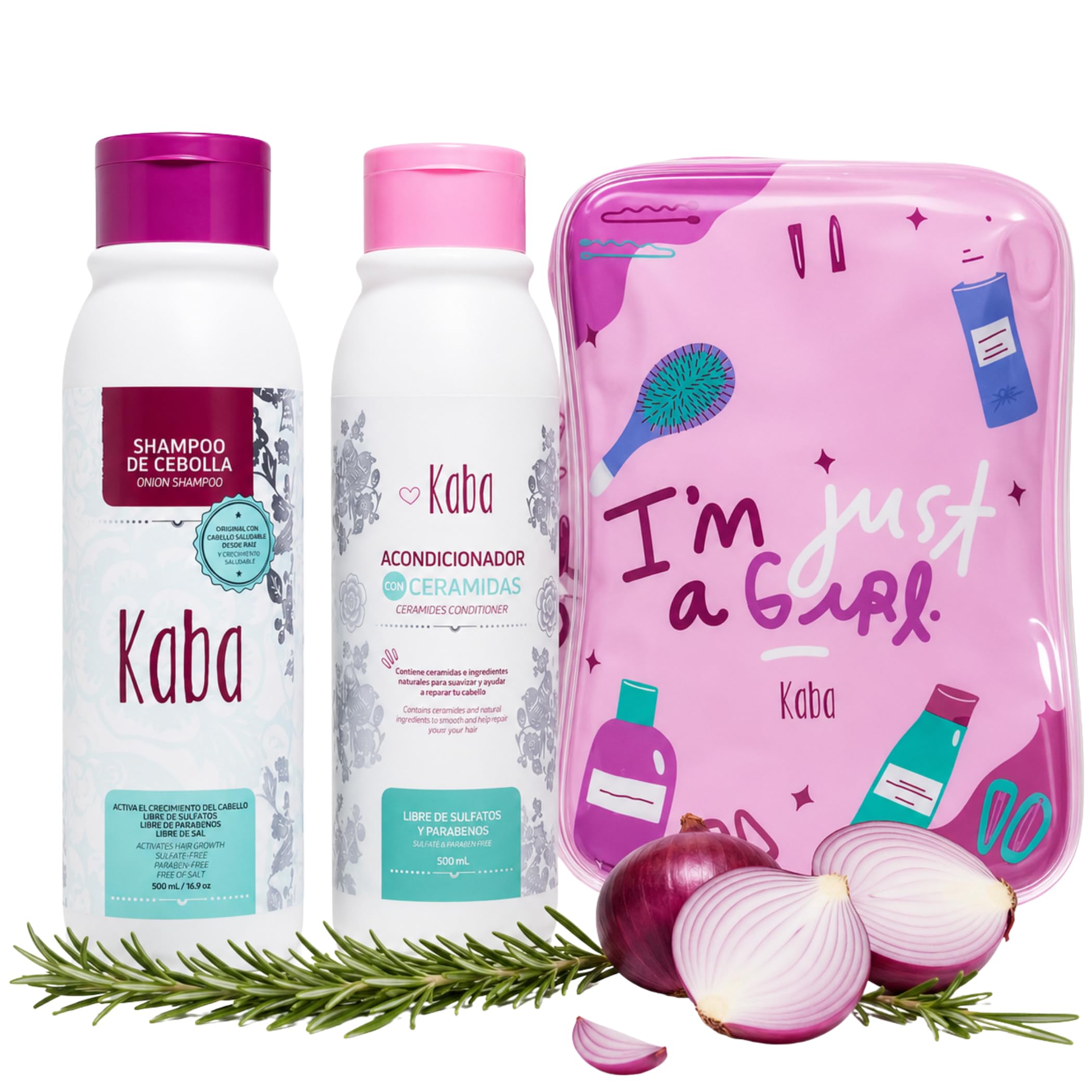 Dluchi Kaba Hair Routine Kit Onion Shampoo and Conditioner with Ceramides