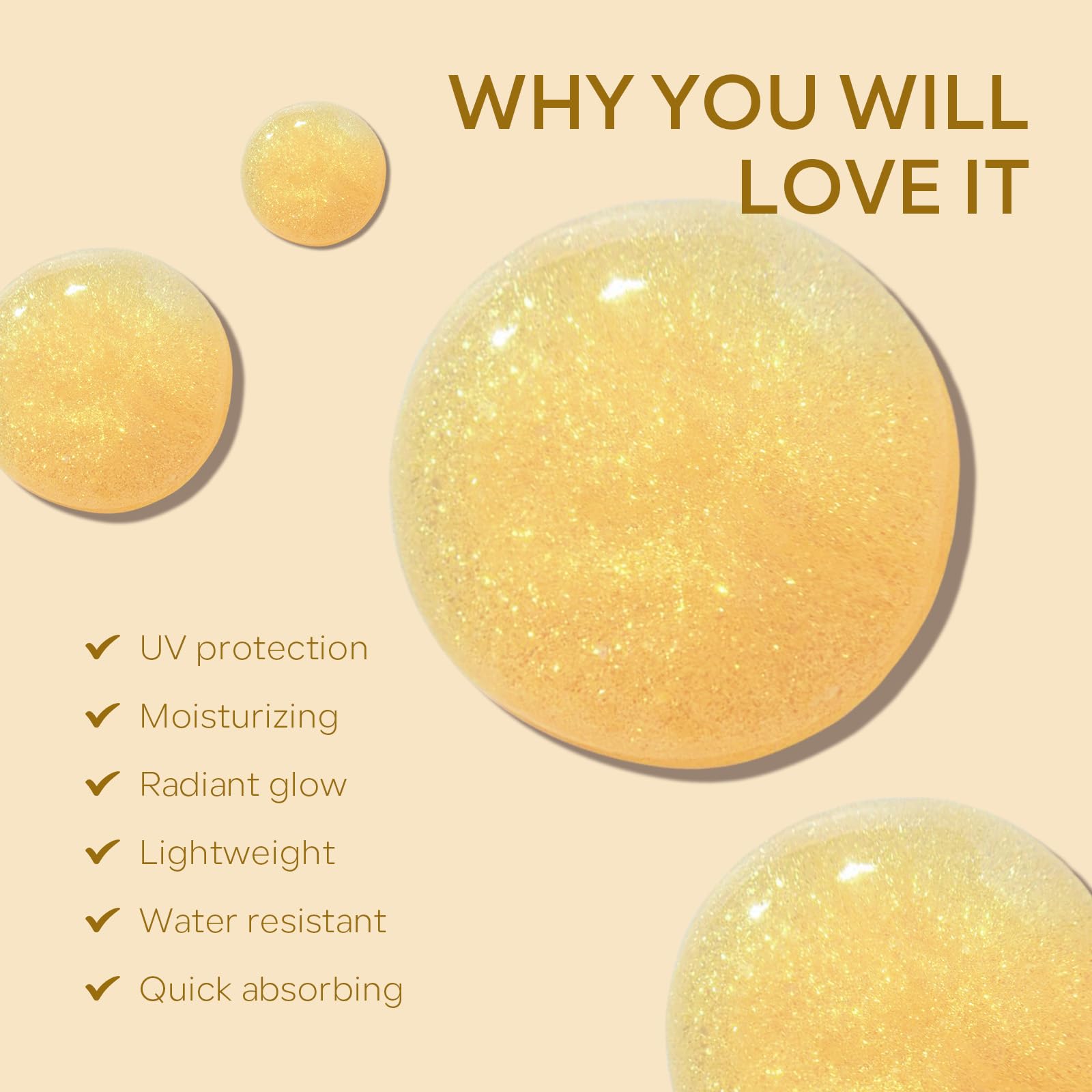 KYDA Body Glow Oil, SPF 45 Broad Spectrum, Sunscreen Body Oil with Gold Mica, Moisturizing Coconut, Lightweight Glow Body Moistu