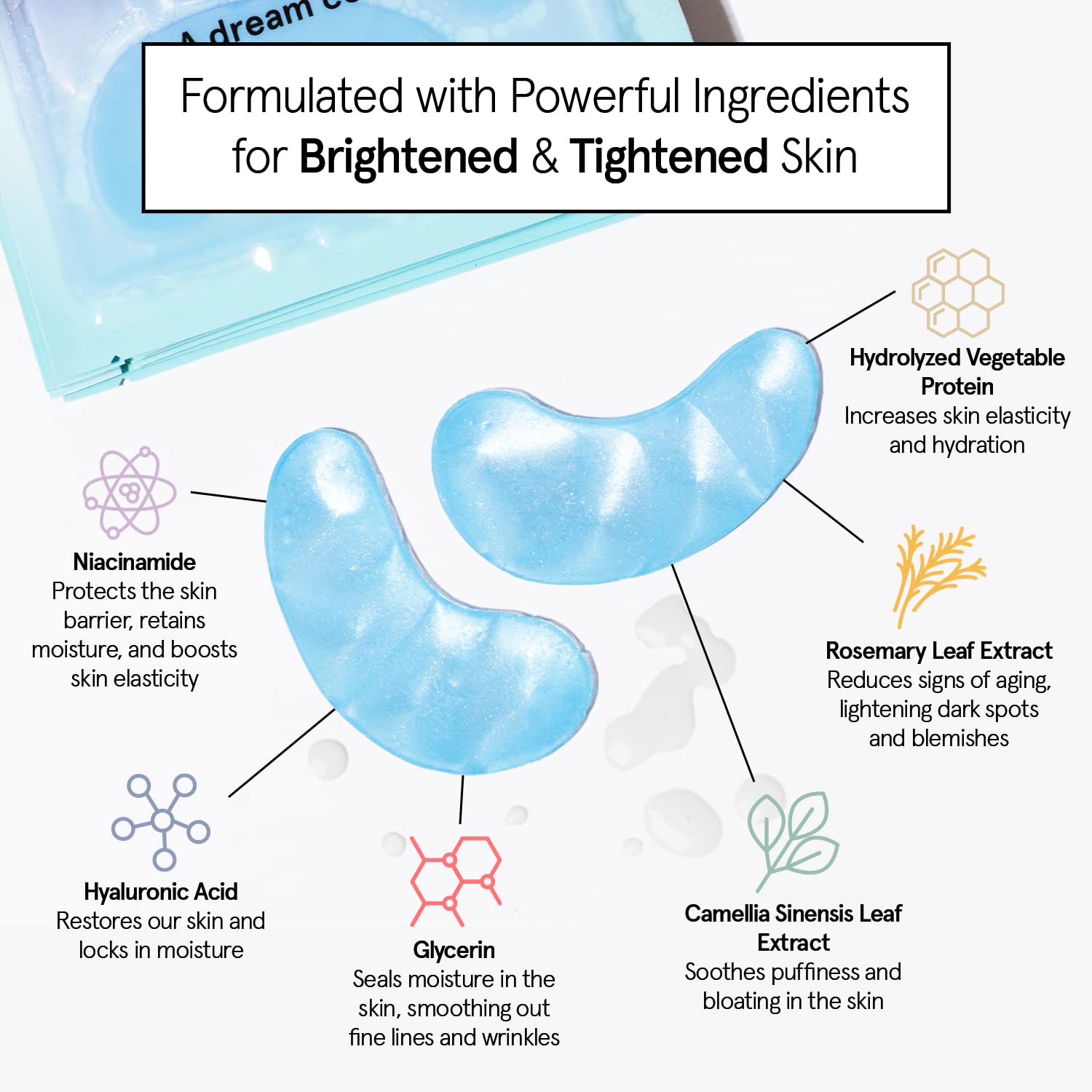 Under Eye Mask - Reduce Dark Circles, Puffy Eyes, Undereye Bags, Wrinkles - Gel Under Eye Patches, Vegan Cruelty-Free Self Care